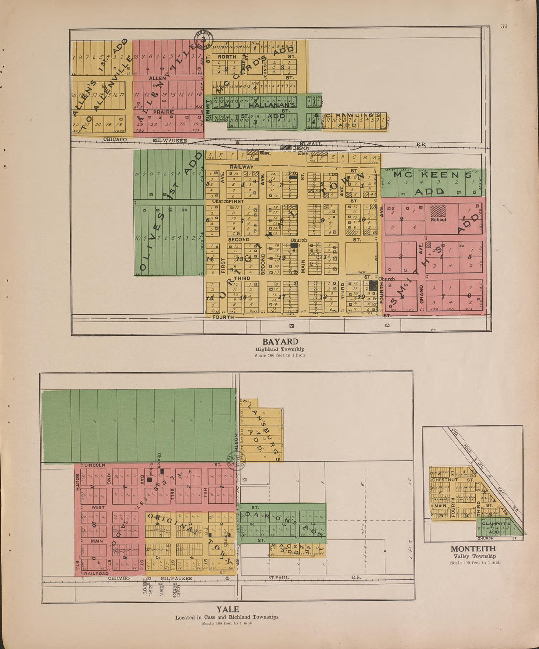 Bayard and Yale from Atlas and Plat Book of Guthrie County, Iowa : Containing Outline Map of the County, Plats of All the Townships With Owners&