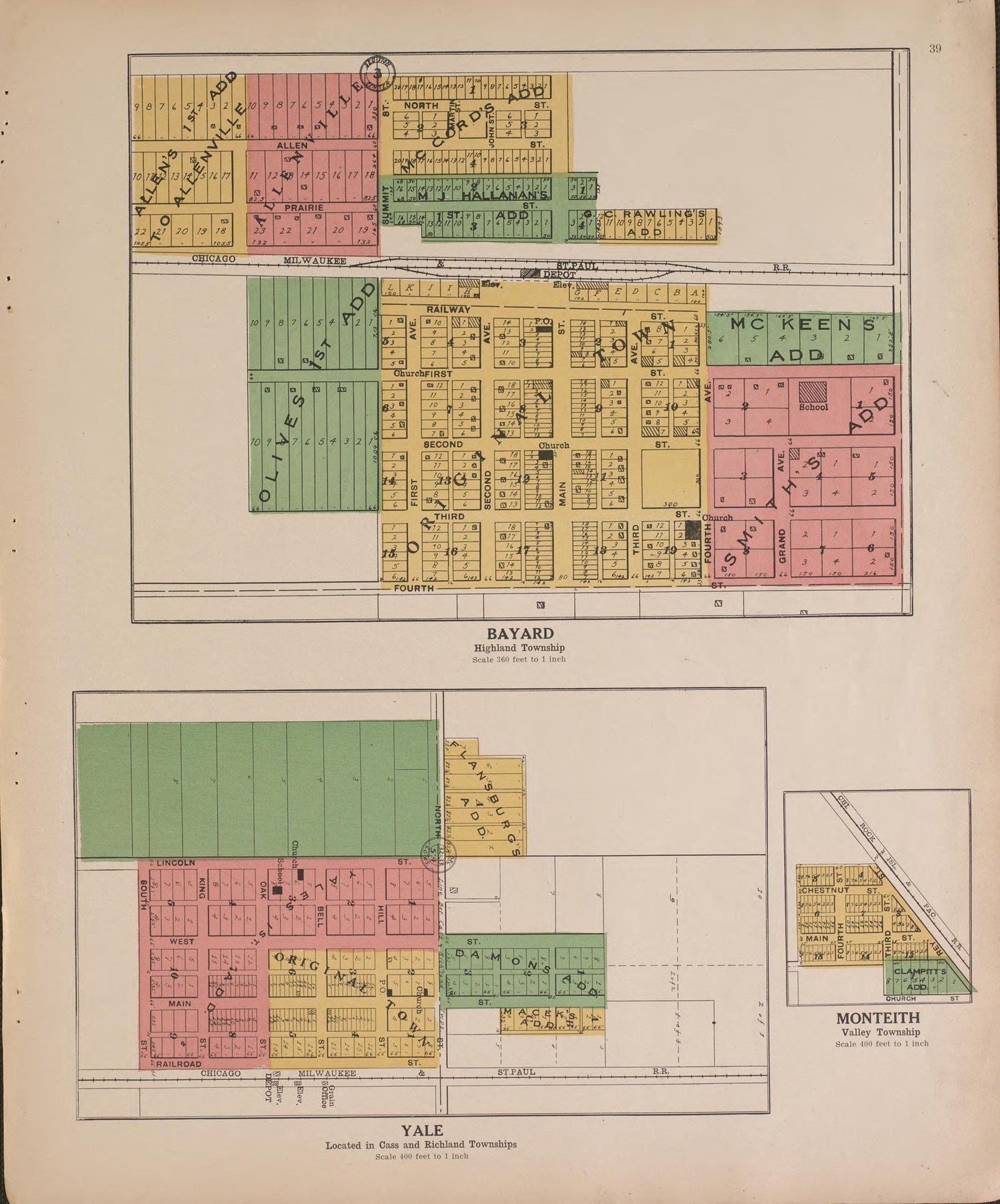 Bayard and Yale from Atlas and Plat Book of Guthrie County, Iowa : Containing Outline Map of the County, Plats of All the Townships With Owners&