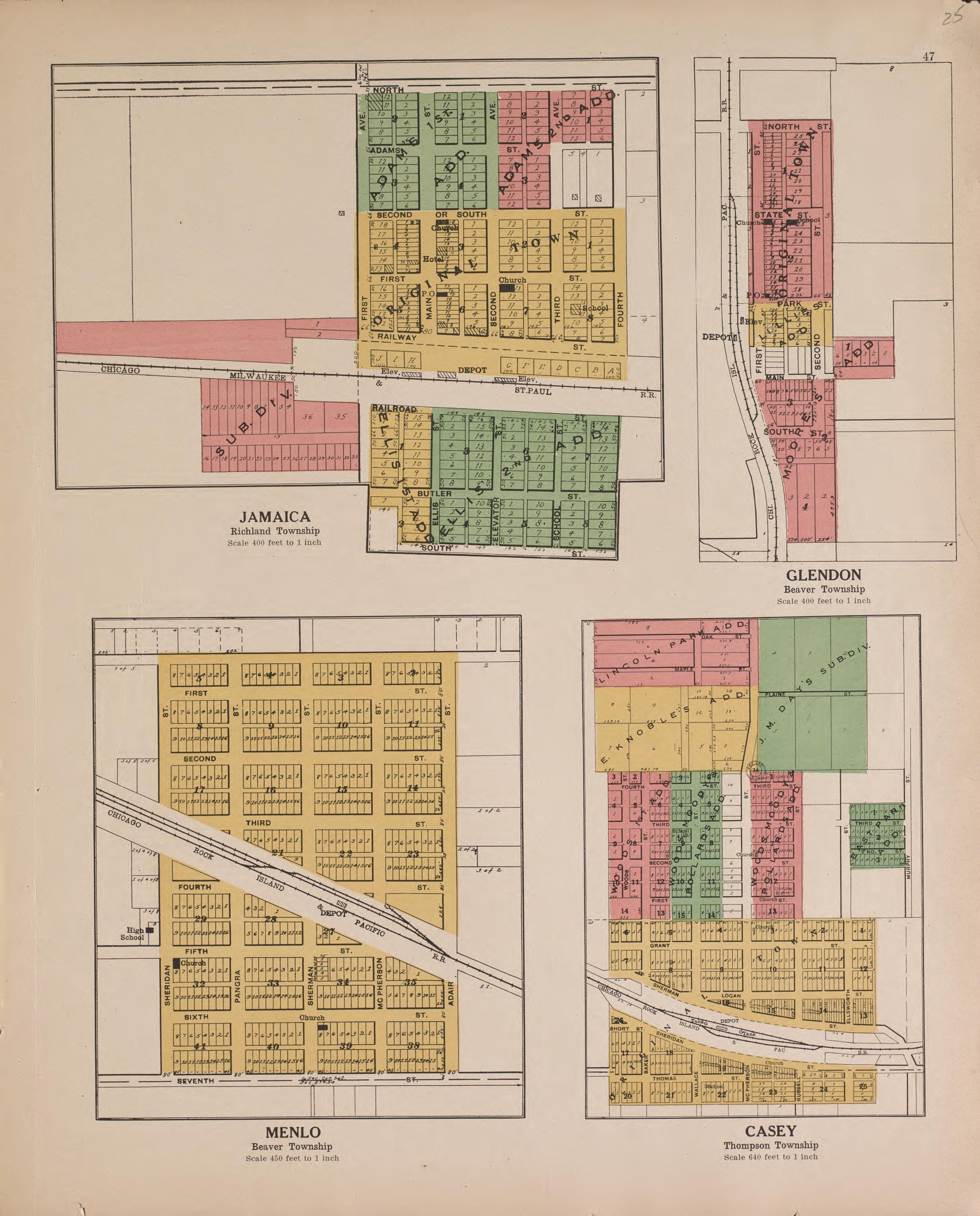 Jamaica, Menlo and Casey from Atlas and Plat Book of Guthrie County, Iowa : Containing Outline Map of the County, Plats of All the Townships With Owners&