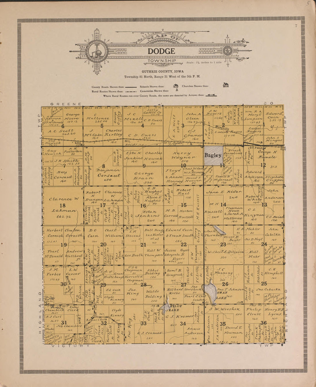 Dodge from Atlas and Plat Book of Guthrie County, Iowa : Containing Outline Map of the County, Plats of All the Townships With Owners&