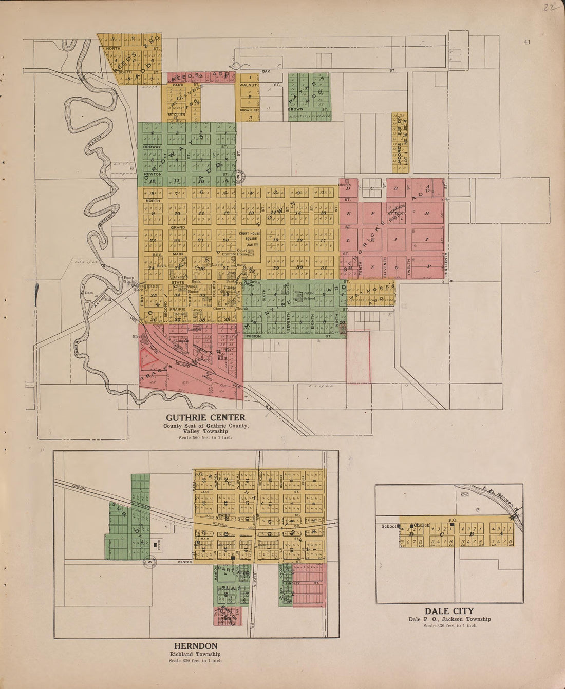 Herndon and Guthrie Center from Atlas and Plat Book of Guthrie County, Iowa : Containing Outline Map of the County, Plats of All the Townships With Owners&