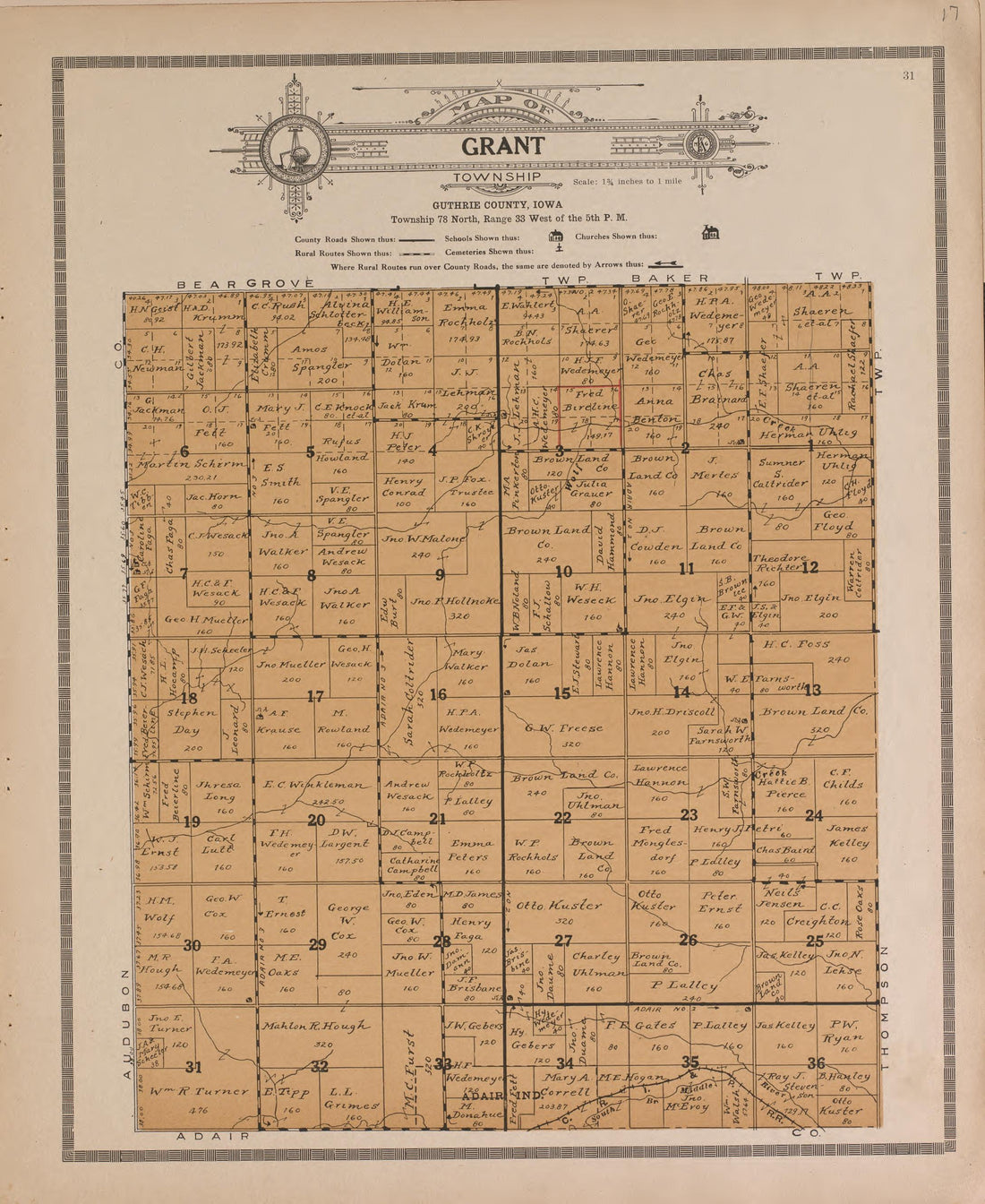 Grant from Atlas and Plat Book of Guthrie County, Iowa : Containing Outline Map of the County, Plats of All the Townships With Owners&