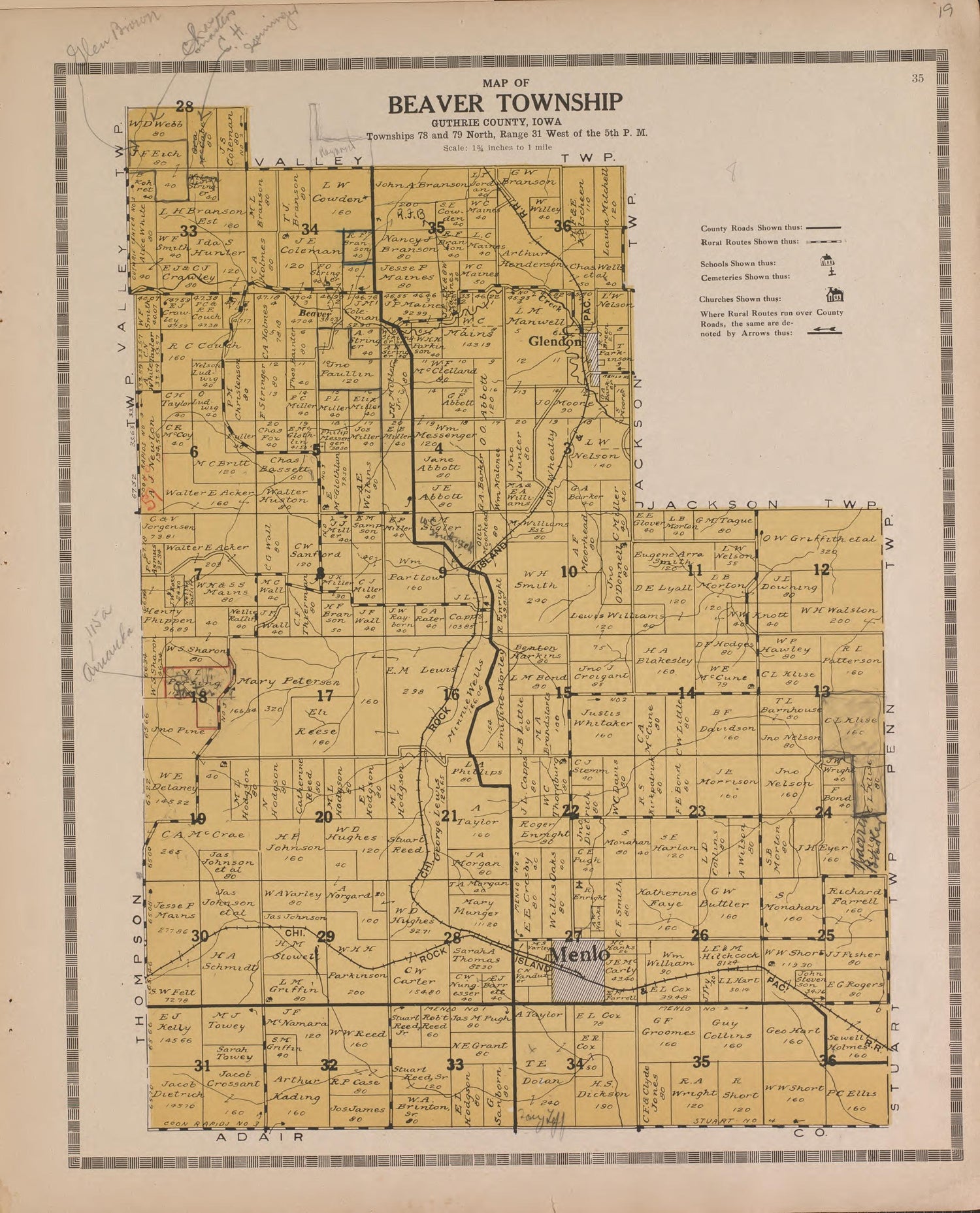 Beaver from Atlas and Plat Book of Guthrie County, Iowa : Containing Outline Map of the County, Plats of All the Townships With Owners&