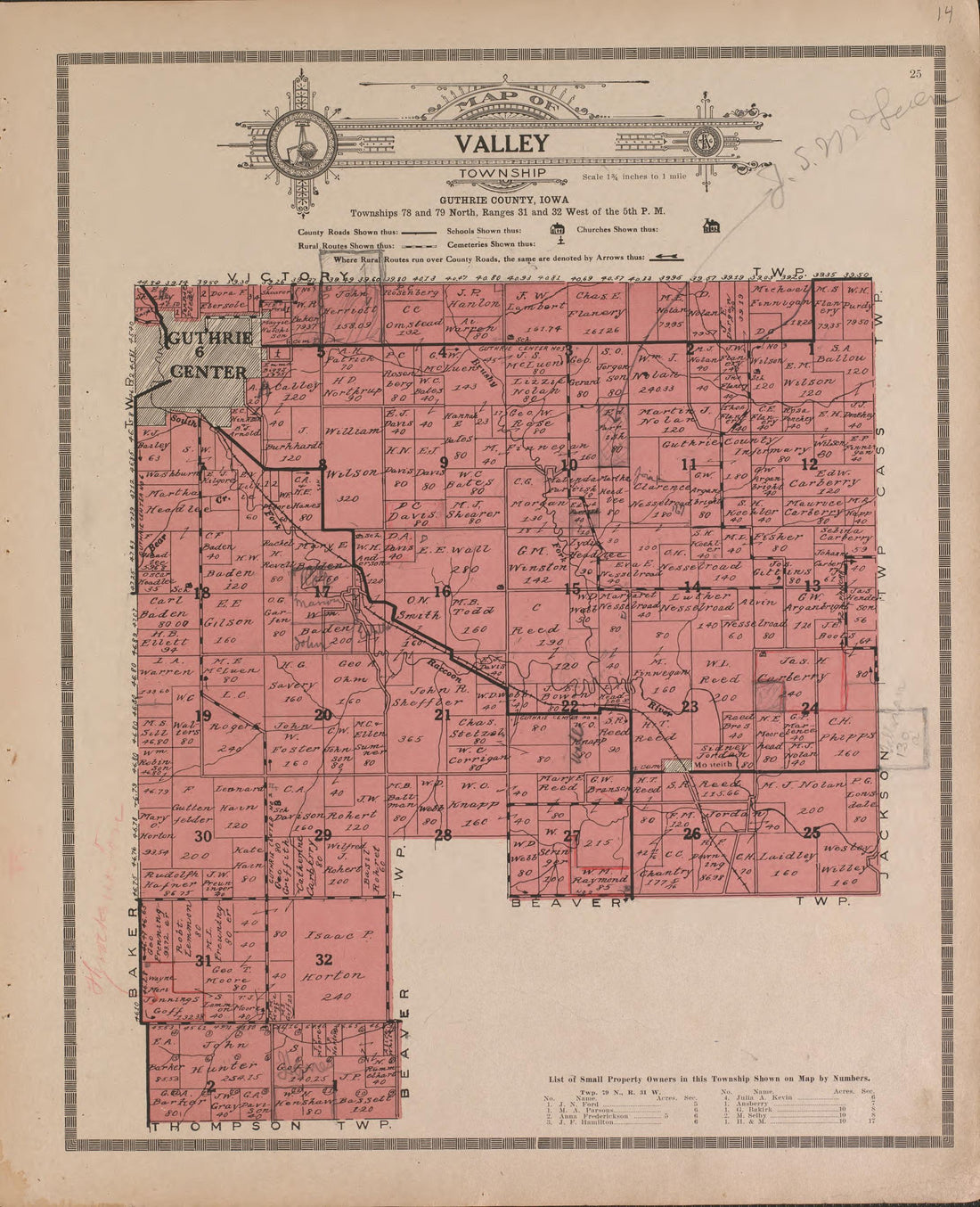 Valley from Atlas and Plat Book of Guthrie County, Iowa : Containing Outline Map of the County, Plats of All the Townships With Owners&