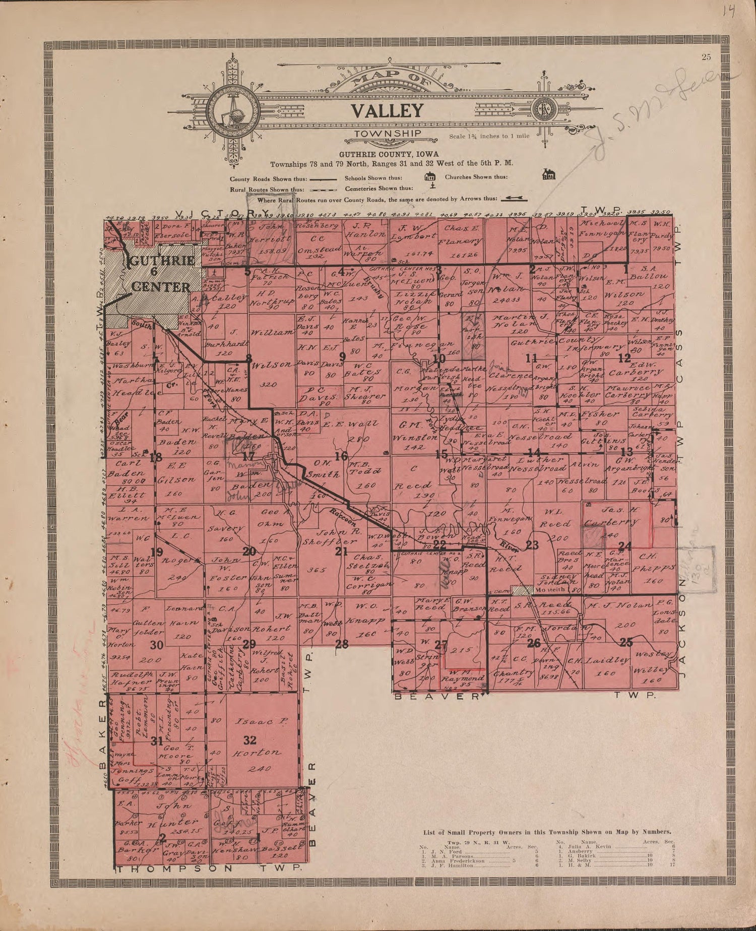 Valley from Atlas and Plat Book of Guthrie County, Iowa : Containing Outline Map of the County, Plats of All the Townships With Owners&