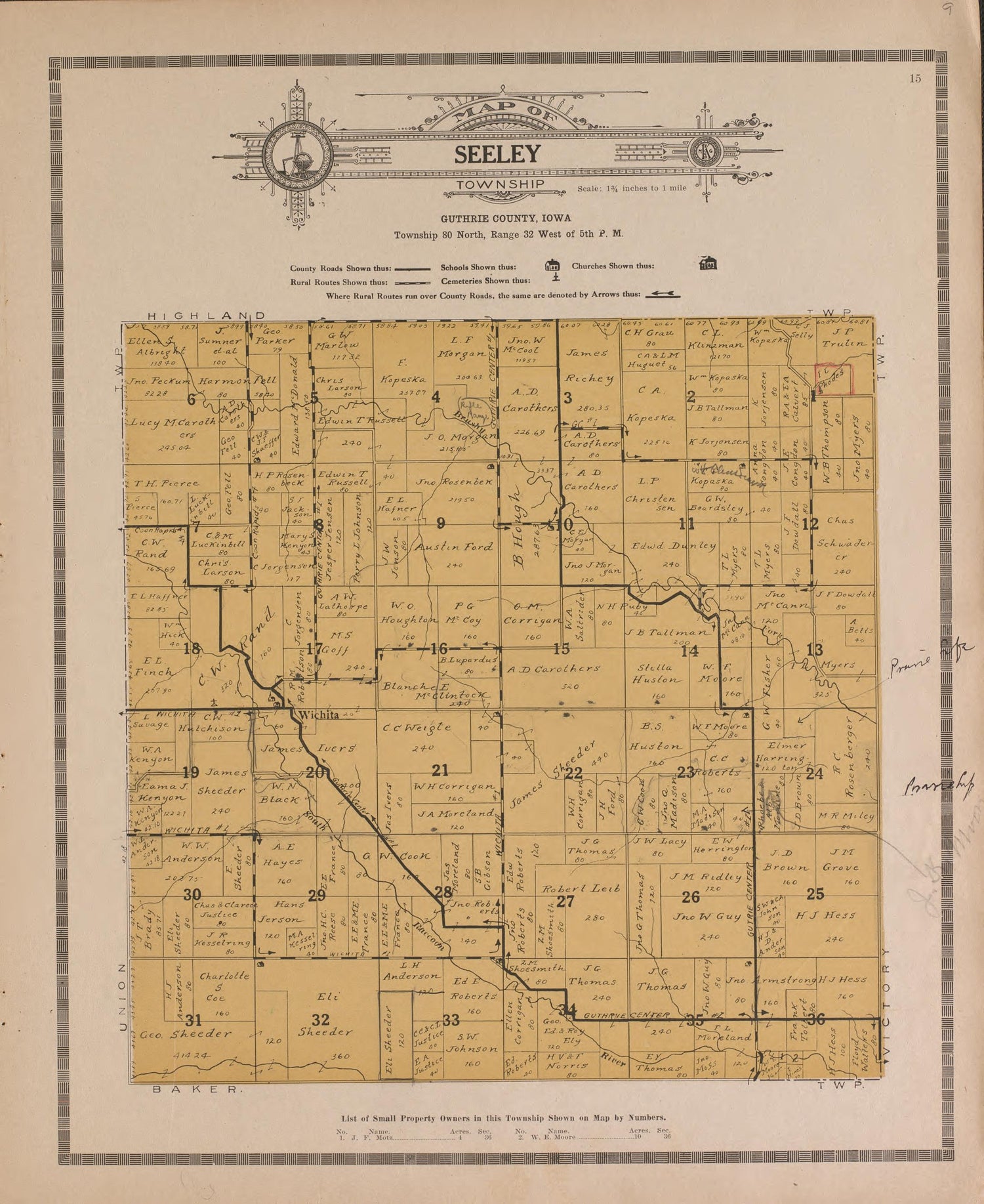 Seeley from Atlas and Plat Book of Guthrie County, Iowa : Containing Outline Map of the County, Plats of All the Townships With Owners&