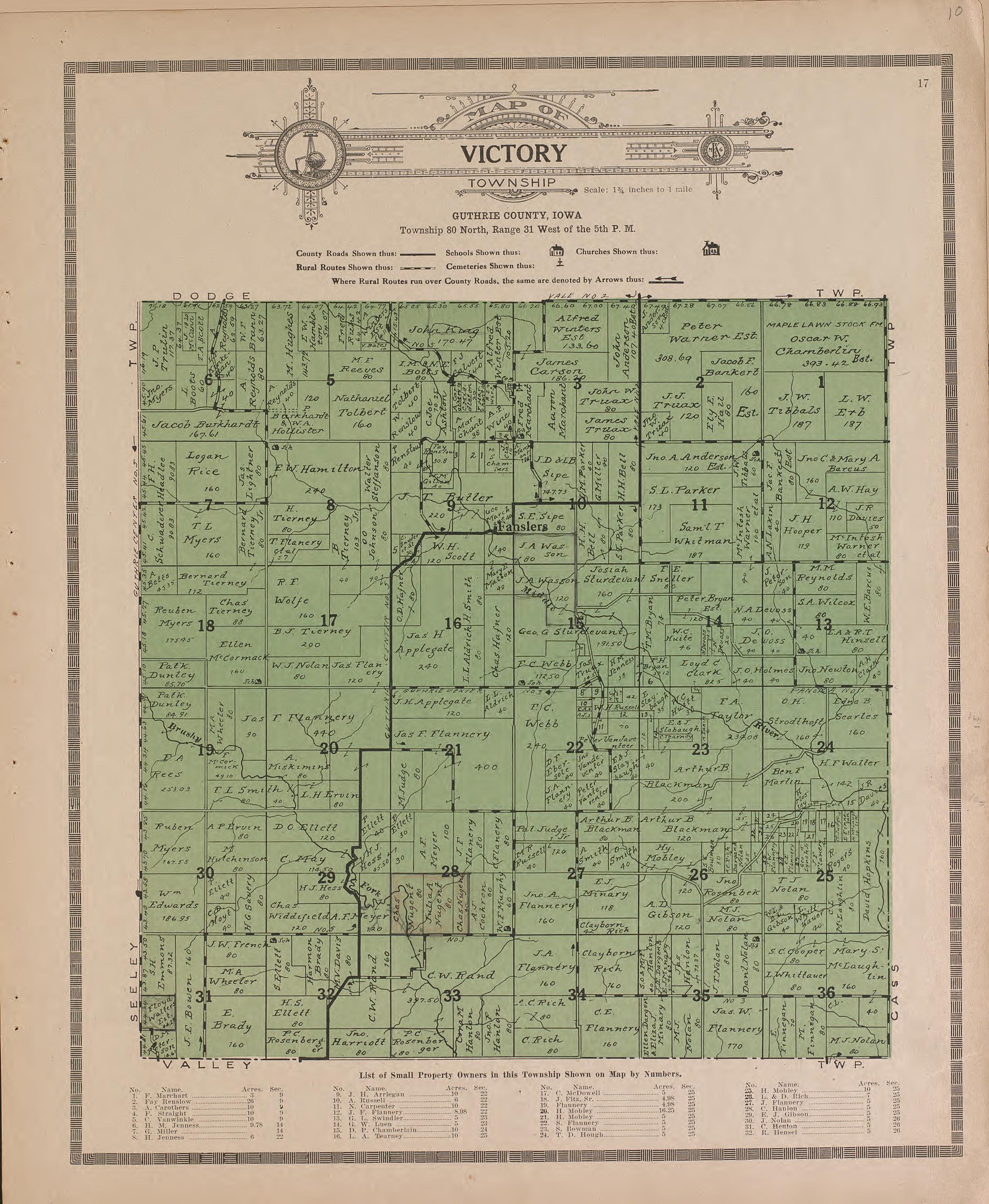 Victory from Atlas and Plat Book of Guthrie County, Iowa : Containing Outline Map of the County, Plats of All the Townships With Owners&