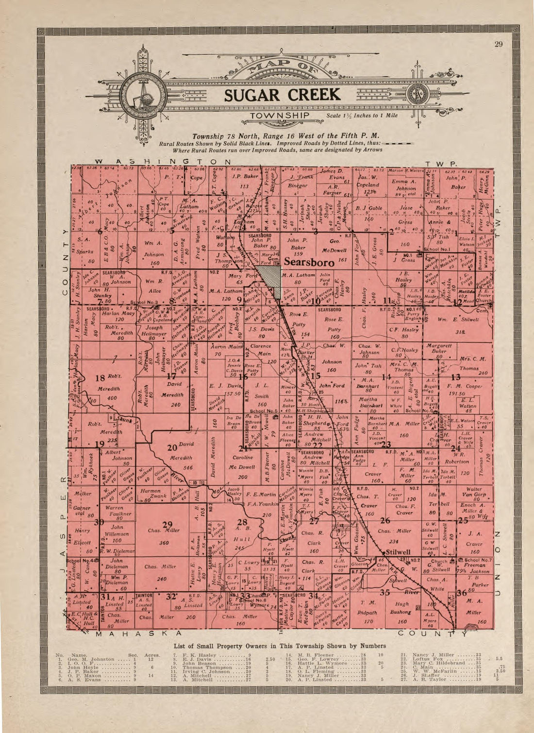 Sugar Creek Township from Atlas and Plat Book of Poweshiek County, Iowa : Containing Outline Map of the County, Plats of All the Townships With Owners&
