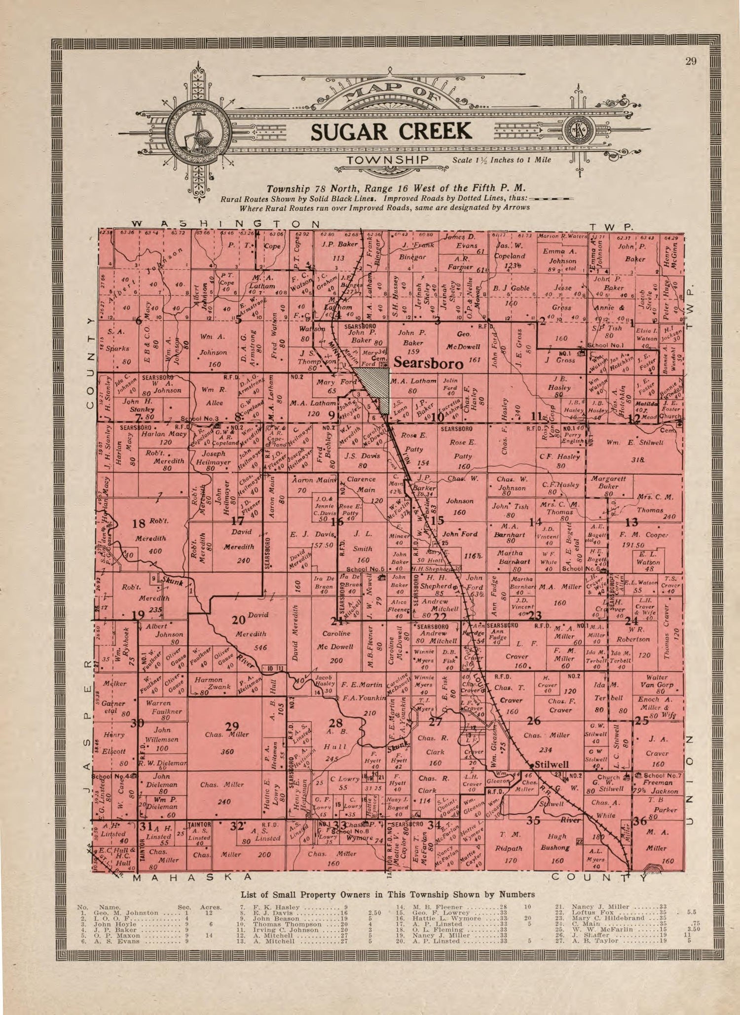 Sugar Creek Township from Atlas and Plat Book of Poweshiek County, Iowa : Containing Outline Map of the County, Plats of All the Townships With Owners&