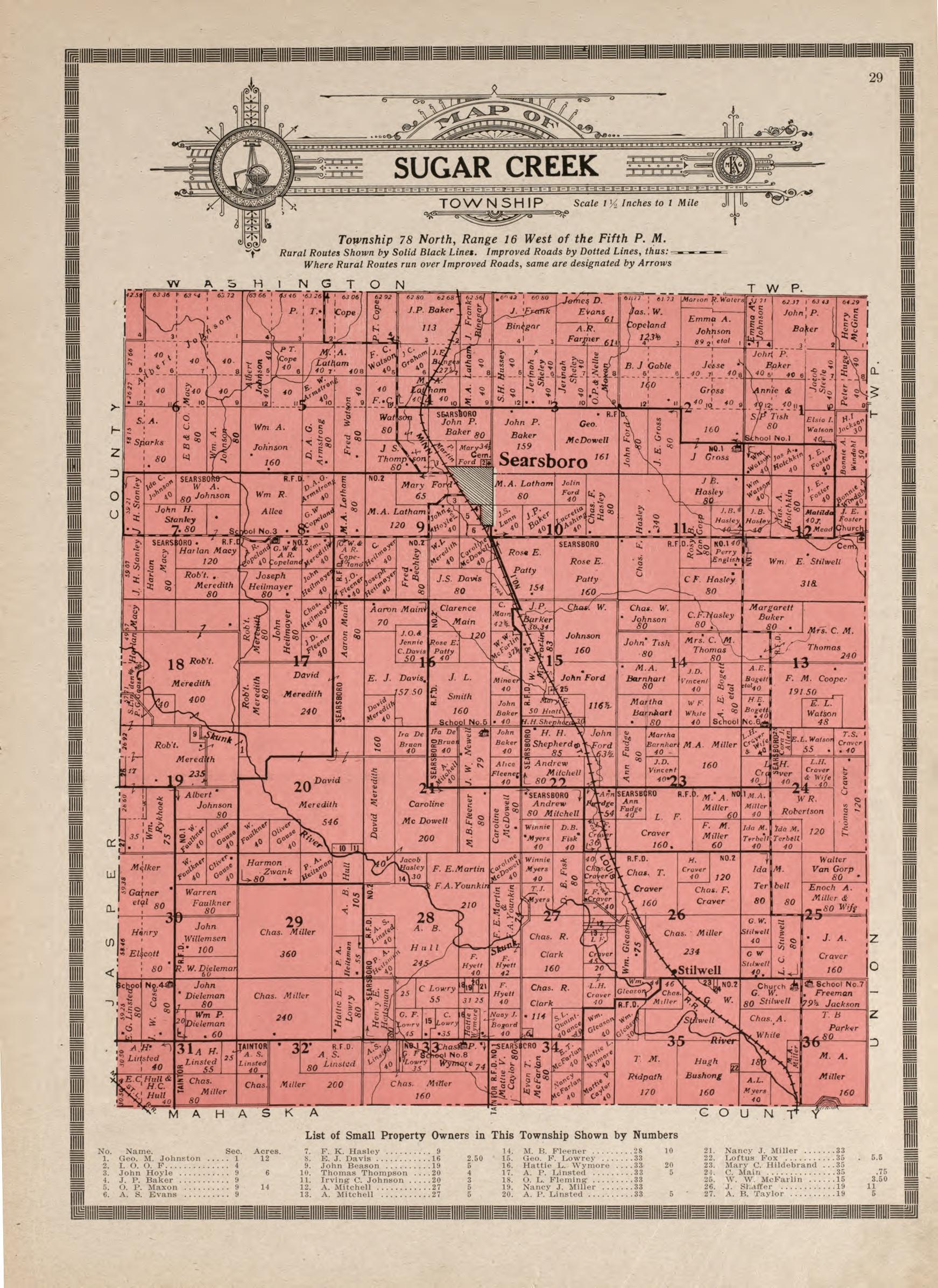 Sugar Creek Township from Atlas and Plat Book of Poweshiek County, Iowa : Containing Outline Map of the County, Plats of All the Townships With Owners&