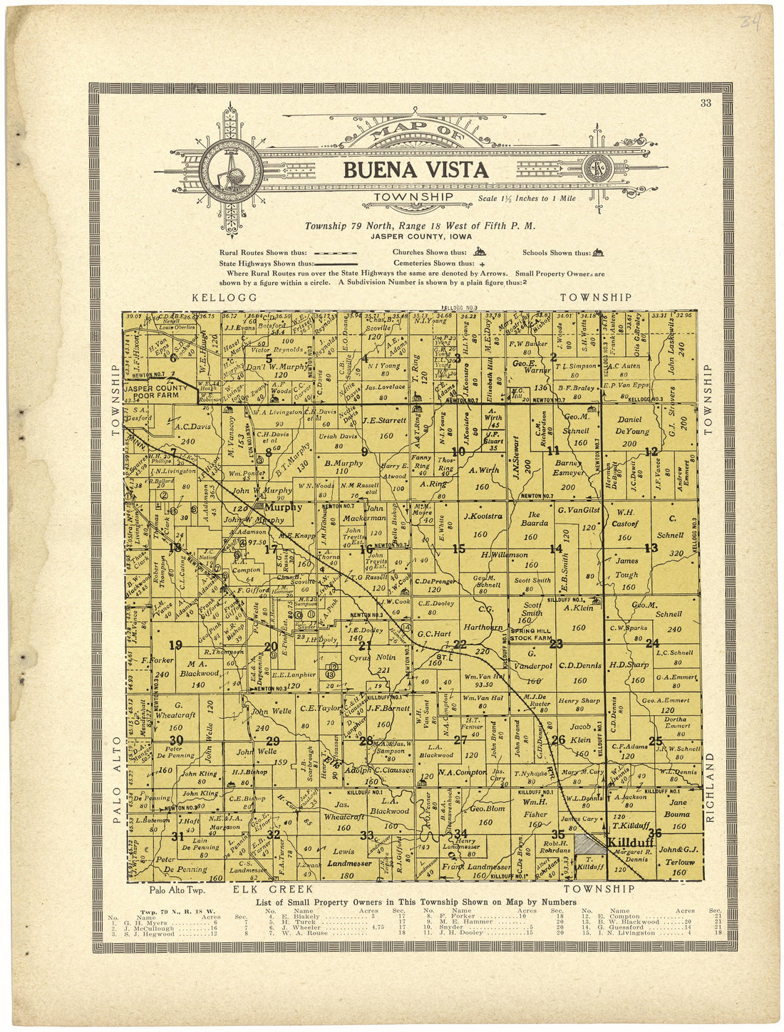 Map of Buena Vista Township from Atlas and Plat Book of Jasper County, Iowa : Containing Outline Map of the County, Plats of All the Townships With Owners&
