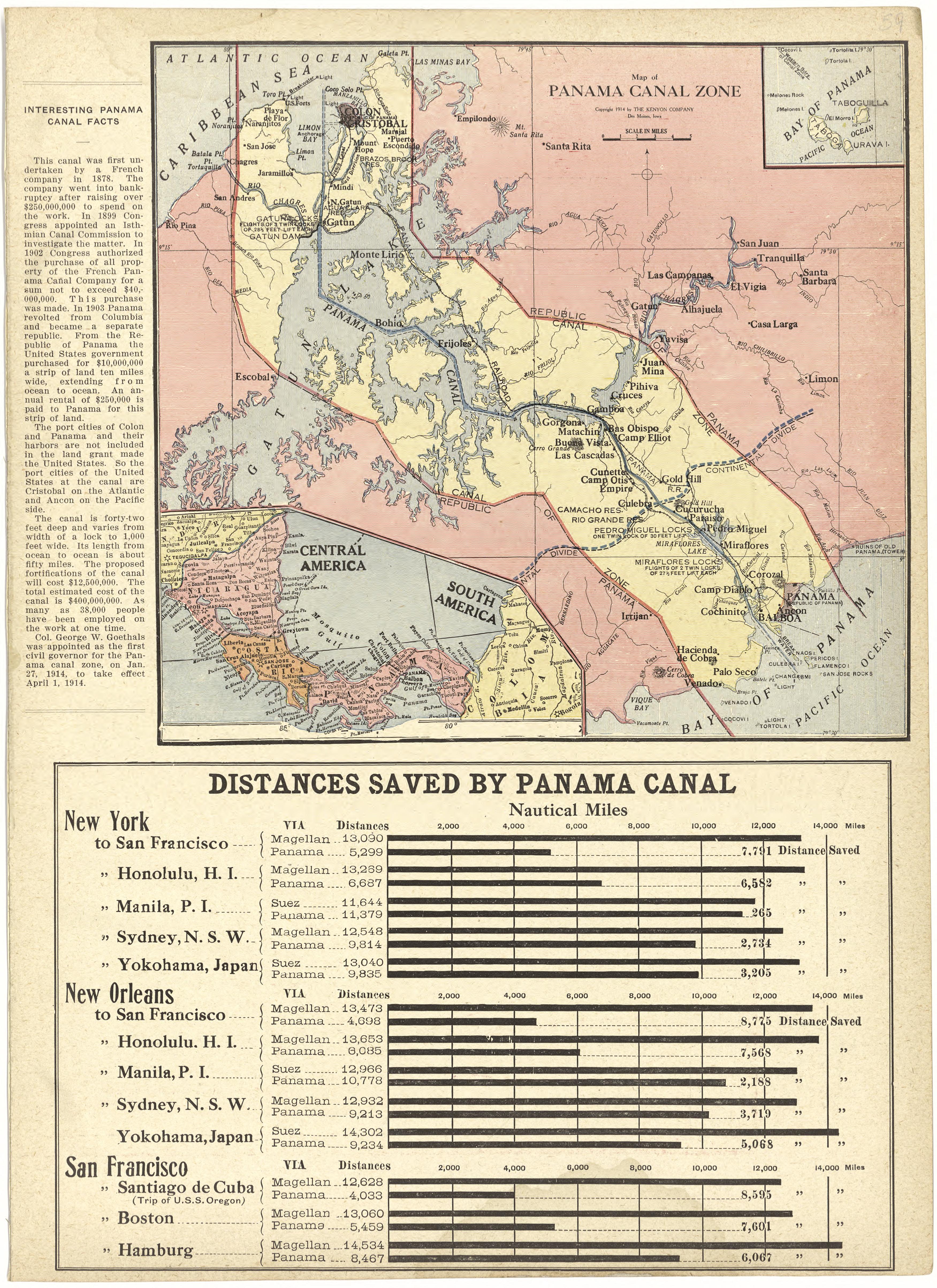 Map of Panama Canal Zone from Atlas and Plat Book of Jasper County, Iowa : Containing Outline Map of the County, Plats of All the Townships With Owners&