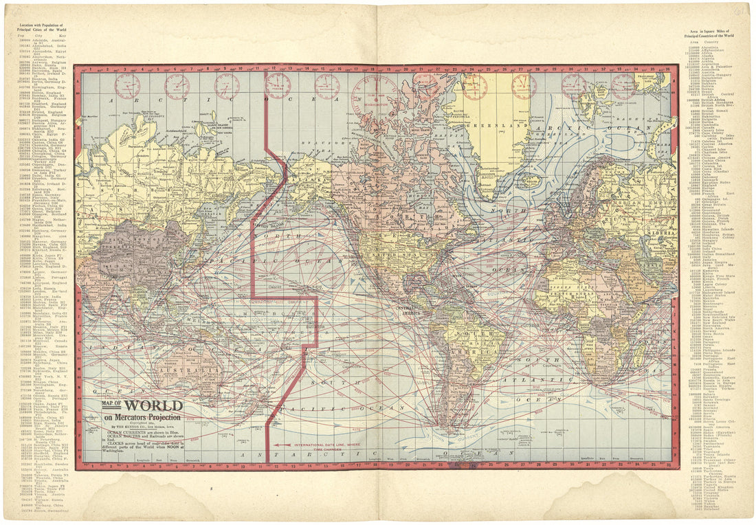 Map of World On Mercators Projection from Atlas and Plat Book of Jasper County, Iowa : Containing Outline Map of the County, Plats of All the Townships With Owners&