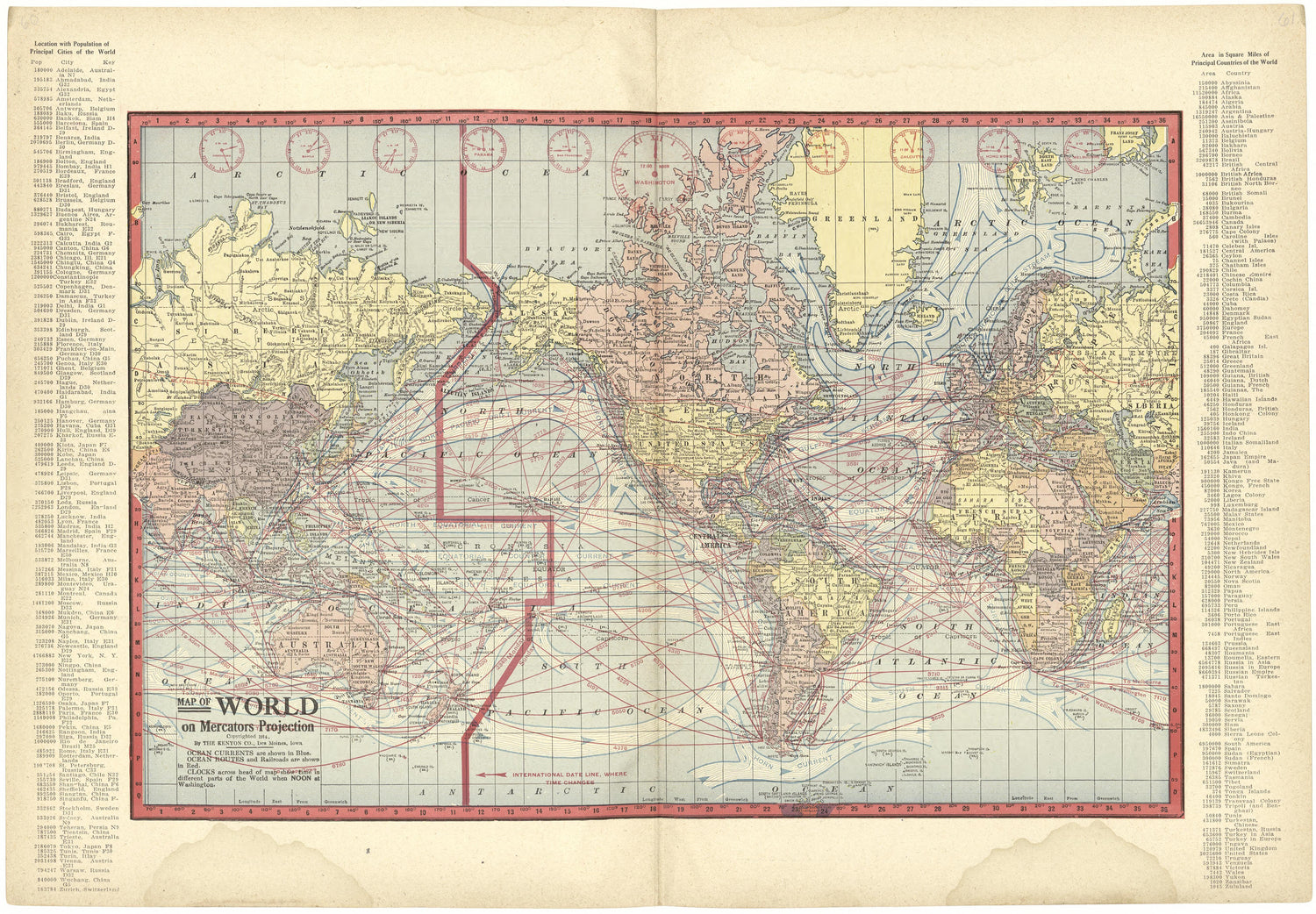 Map of World On Mercators Projection from Atlas and Plat Book of Jasper County, Iowa : Containing Outline Map of the County, Plats of All the Townships With Owners&