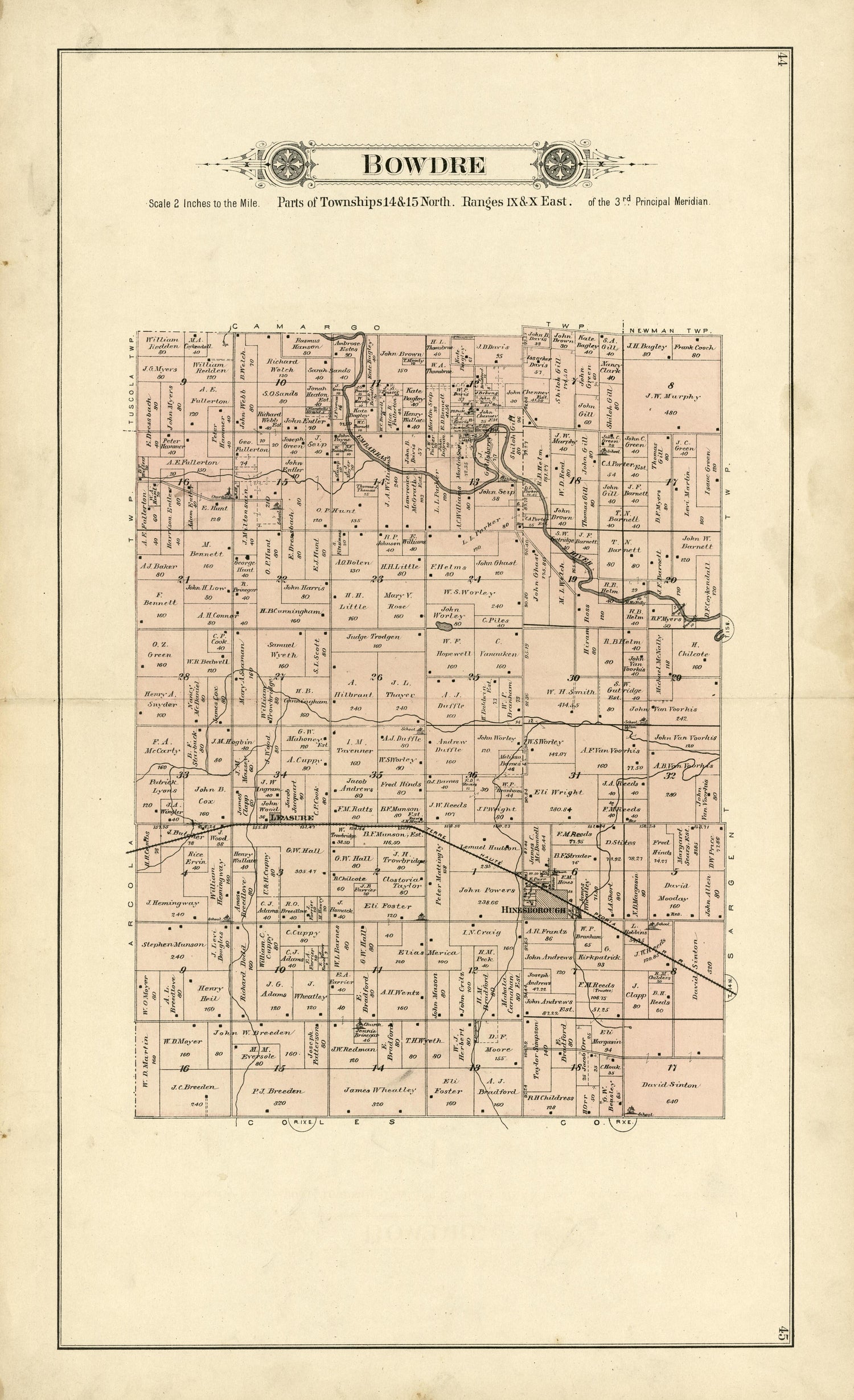 Bowdre from Plat Book of Douglas County, Illinois 1893 by Relic Map Company