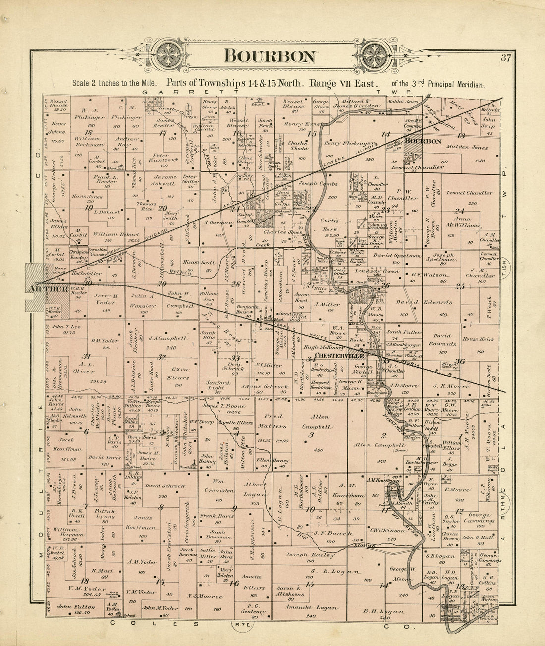 Bourbon from Plat Book of Douglas County, Illinois 1893 by Relic Map Company