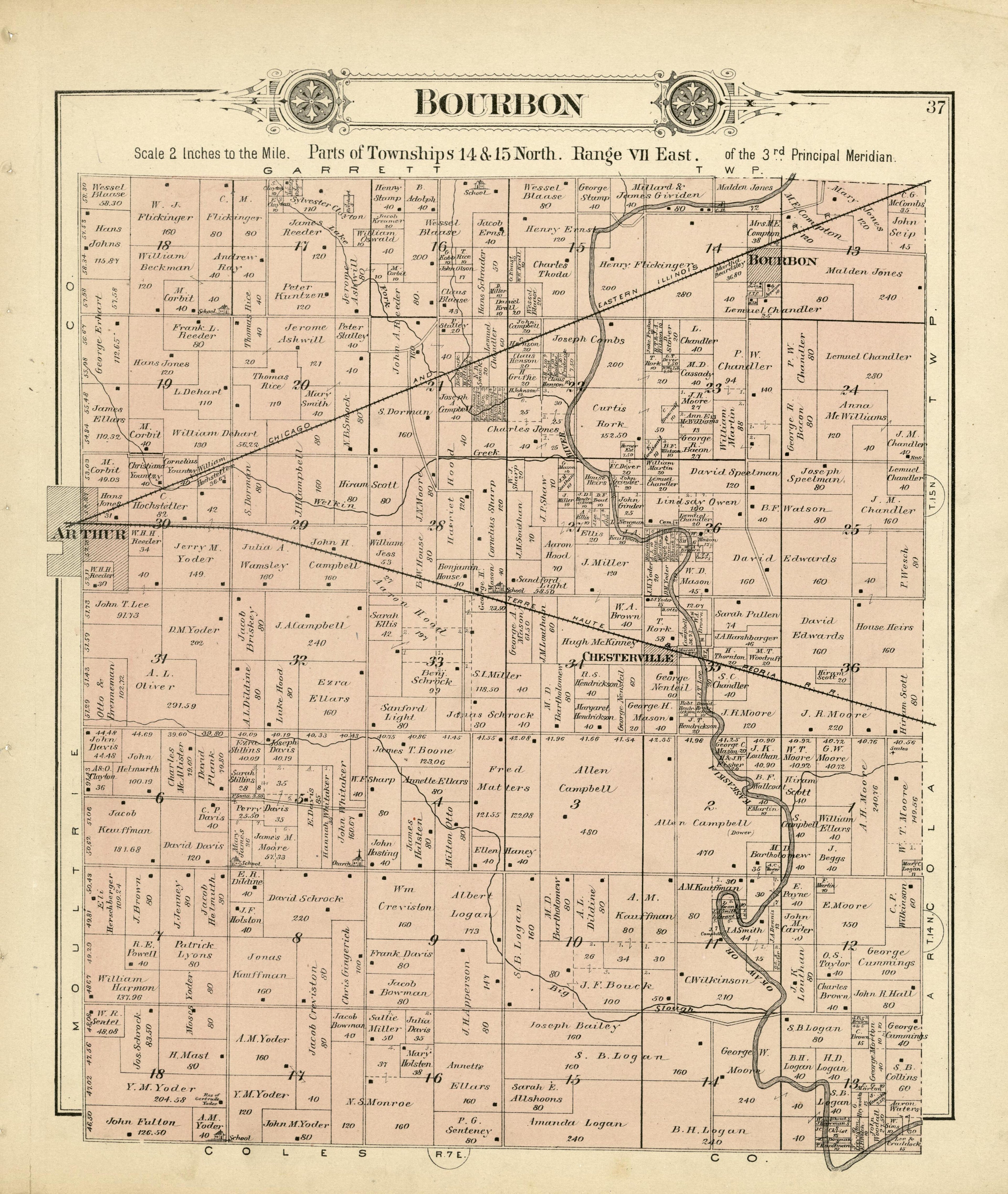 Bourbon from Plat Book of Douglas County, Illinois 1893 by Relic Map Company