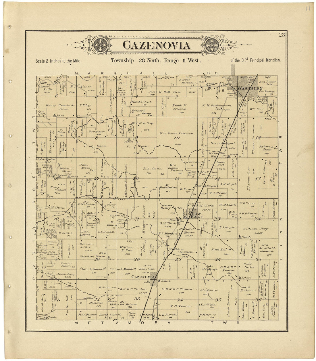 Cazenovia from Plat Book of Woodford County, Illinois 1893 by Relic Map Company