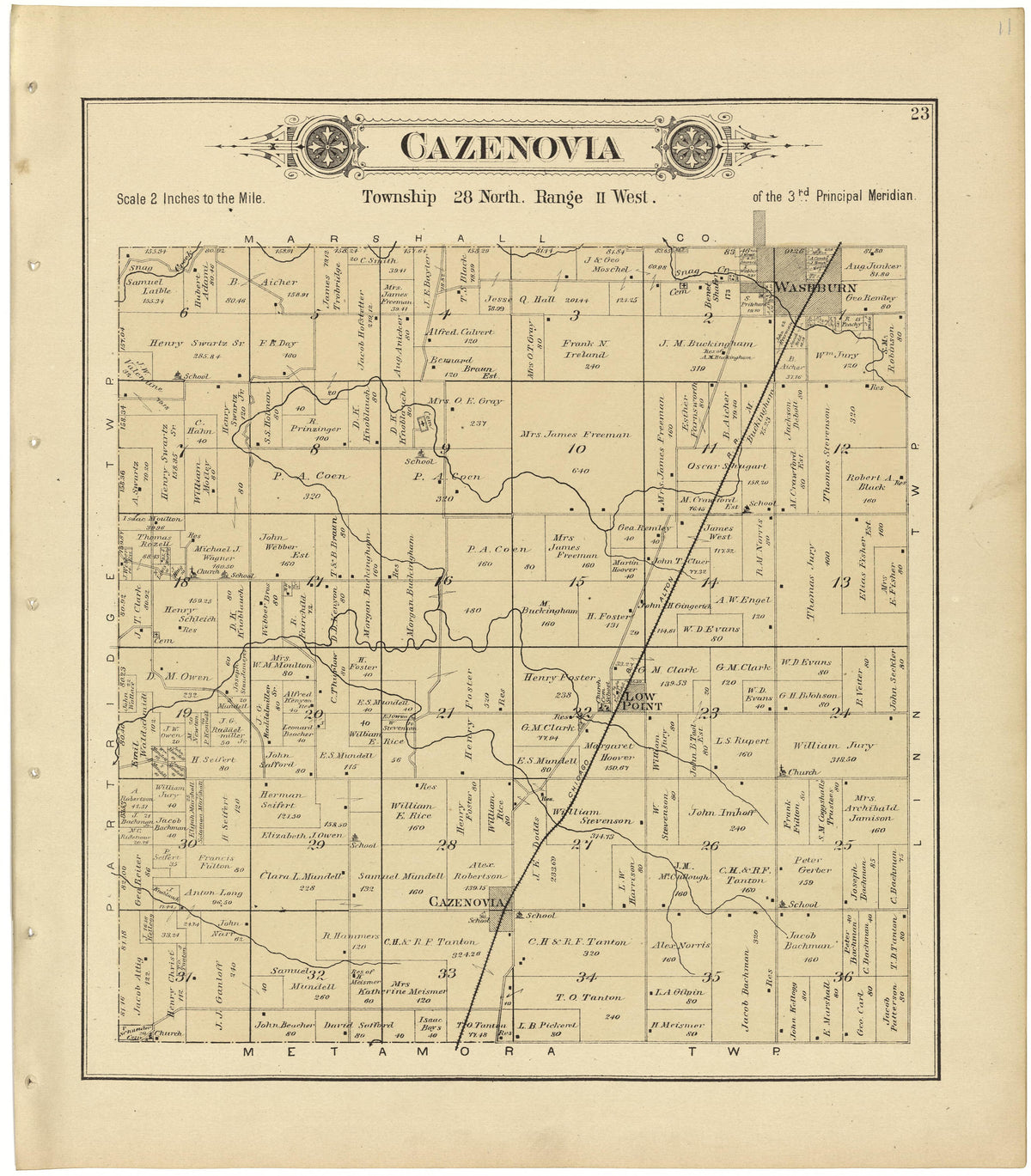 Cazenovia from Plat Book of Woodford County, Illinois 1893 by Relic Map Company