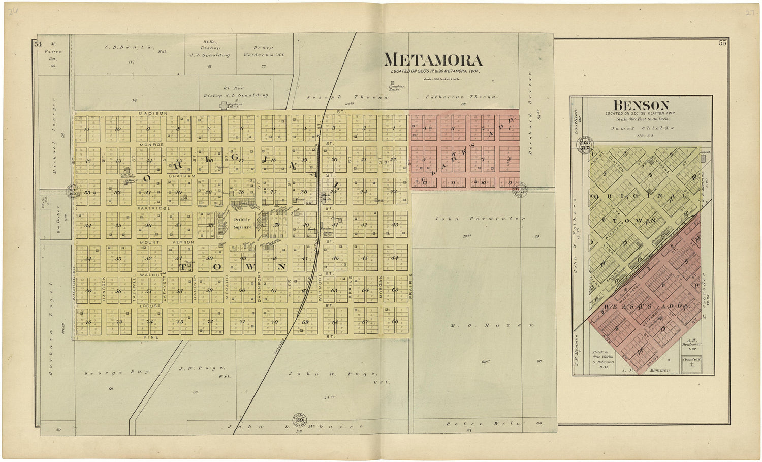 Metamora from Plat Book of Woodford County, Illinois 1893 by Relic Map Company