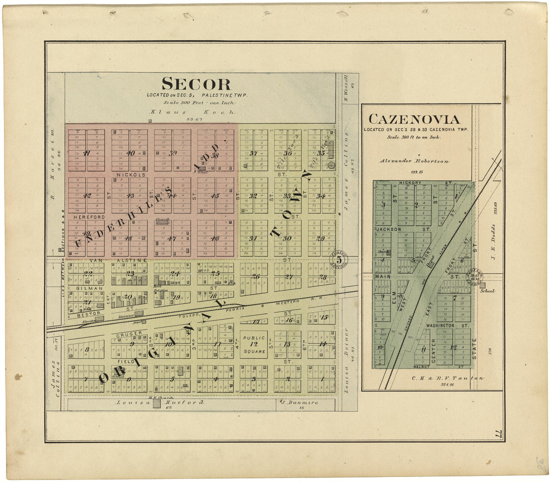 Secor from Plat Book of Woodford County, Illinois 1893 by Relic Map Company