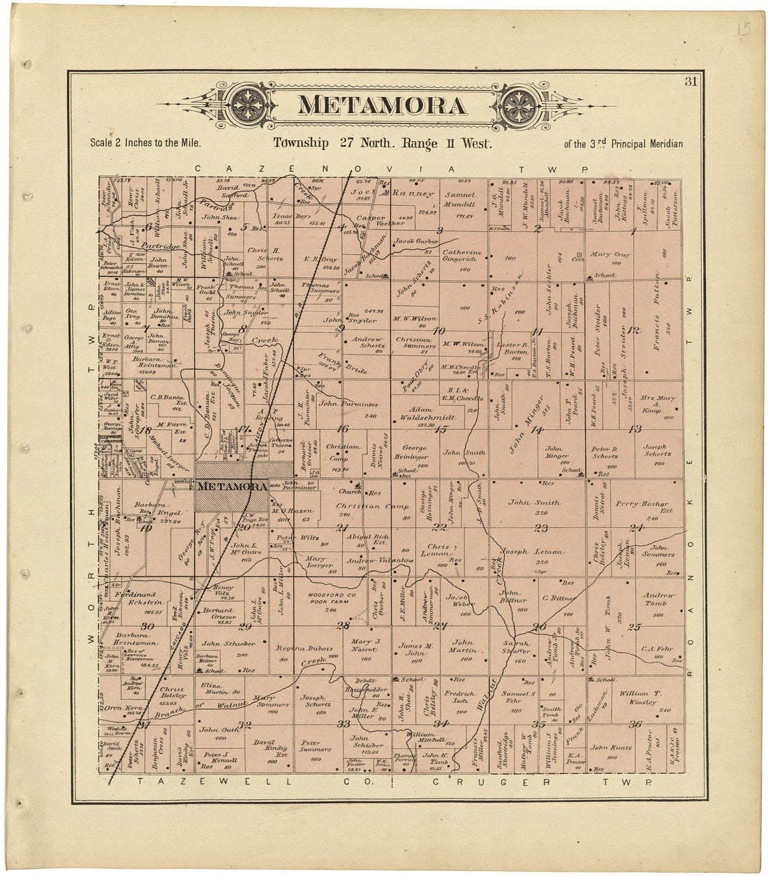 Metamora from Plat Book of Woodford County, Illinois 1893 by Relic Map Company