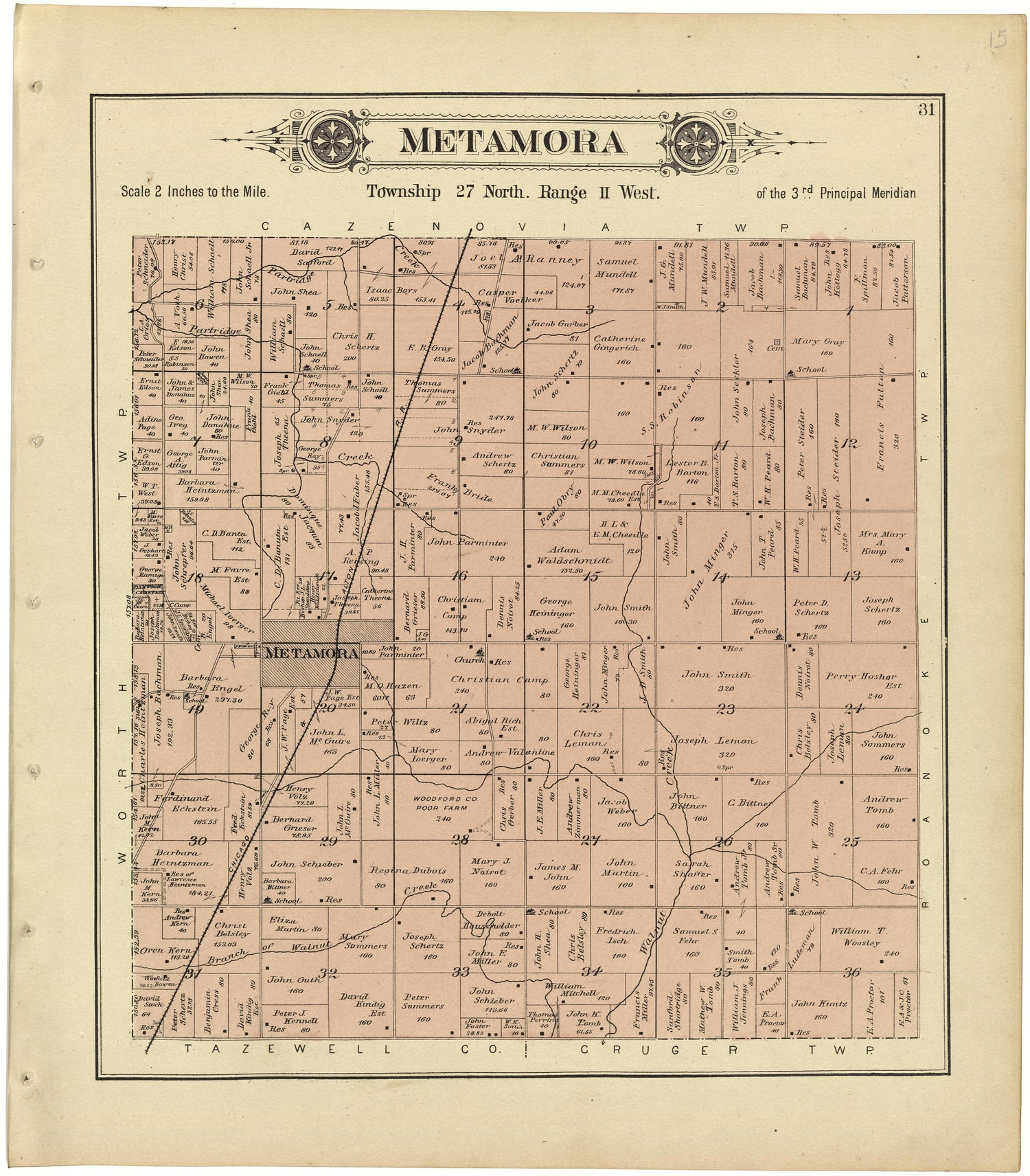Metamora from Plat Book of Woodford County, Illinois 1893 by Relic Map Company