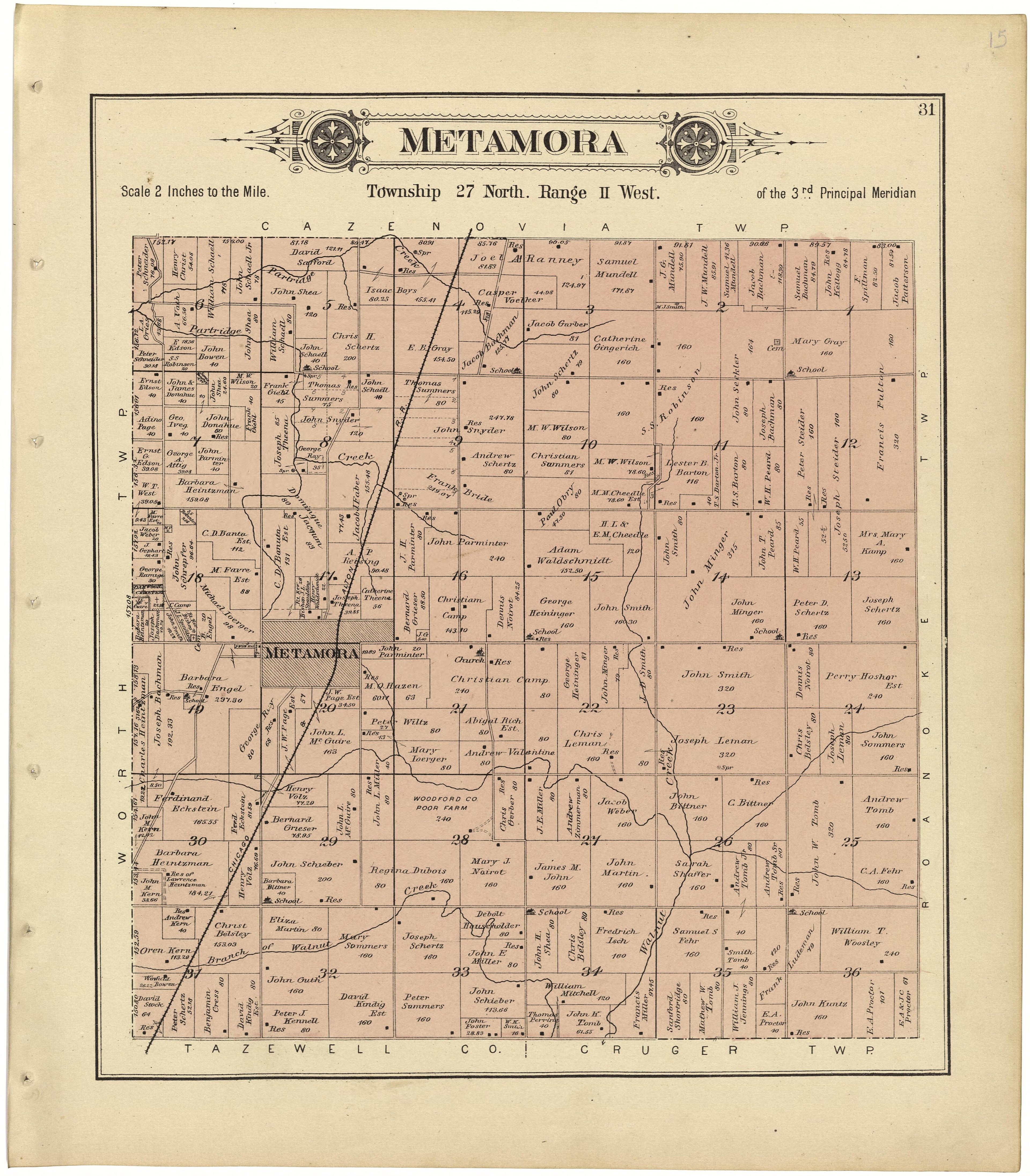 Metamora from Plat Book of Woodford County, Illinois 1893 by Relic Map Company