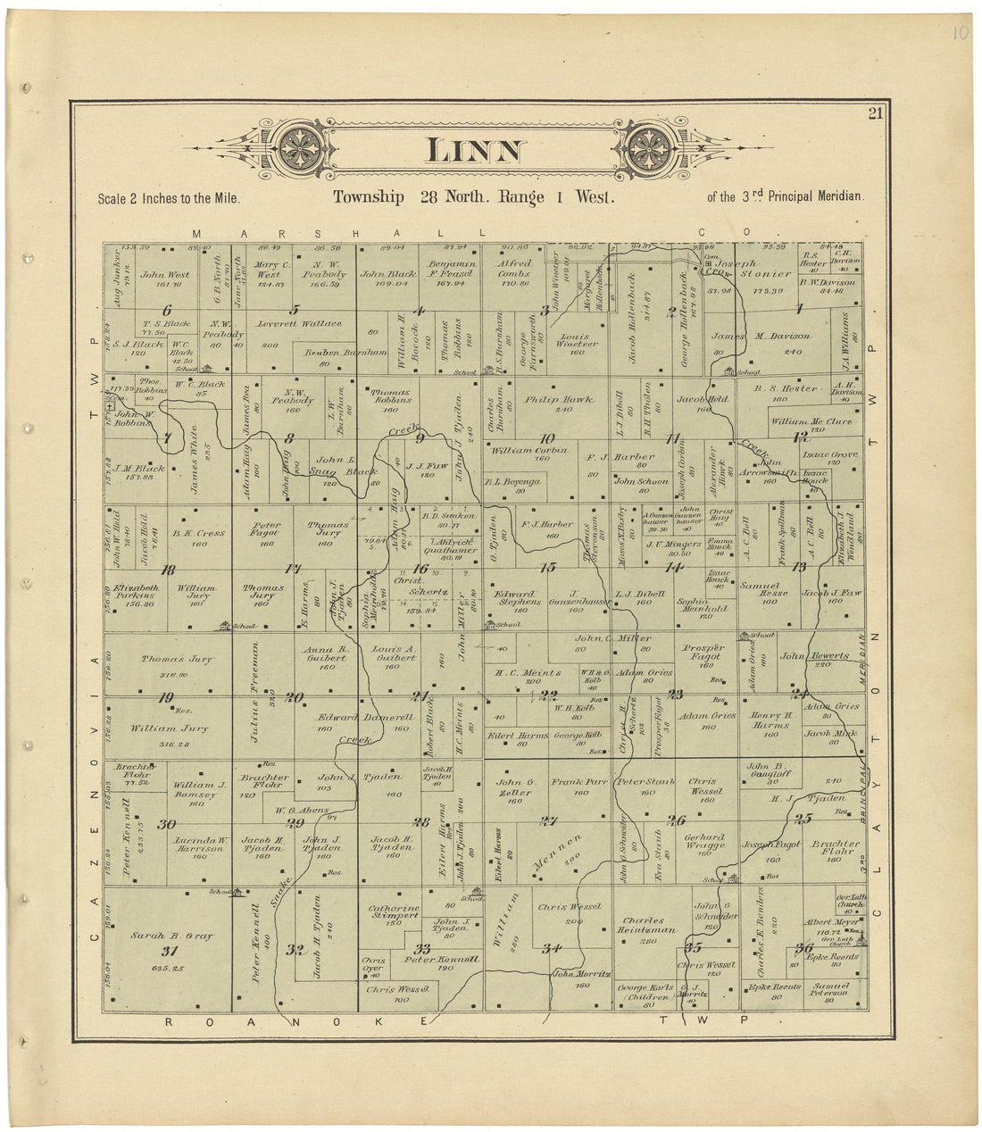 Linn from Plat Book of Woodford County, Illinois 1893 by Relic Map Company