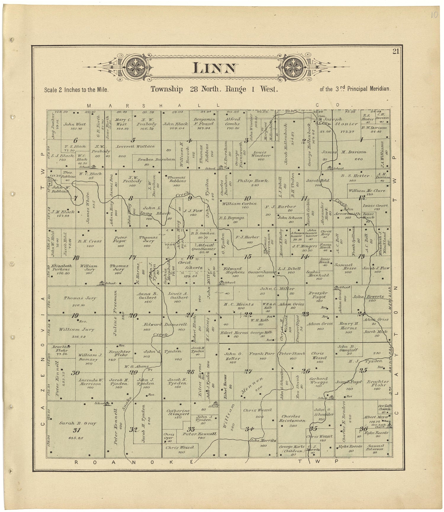 Linn from Plat Book of Woodford County, Illinois 1893 by Relic Map Company