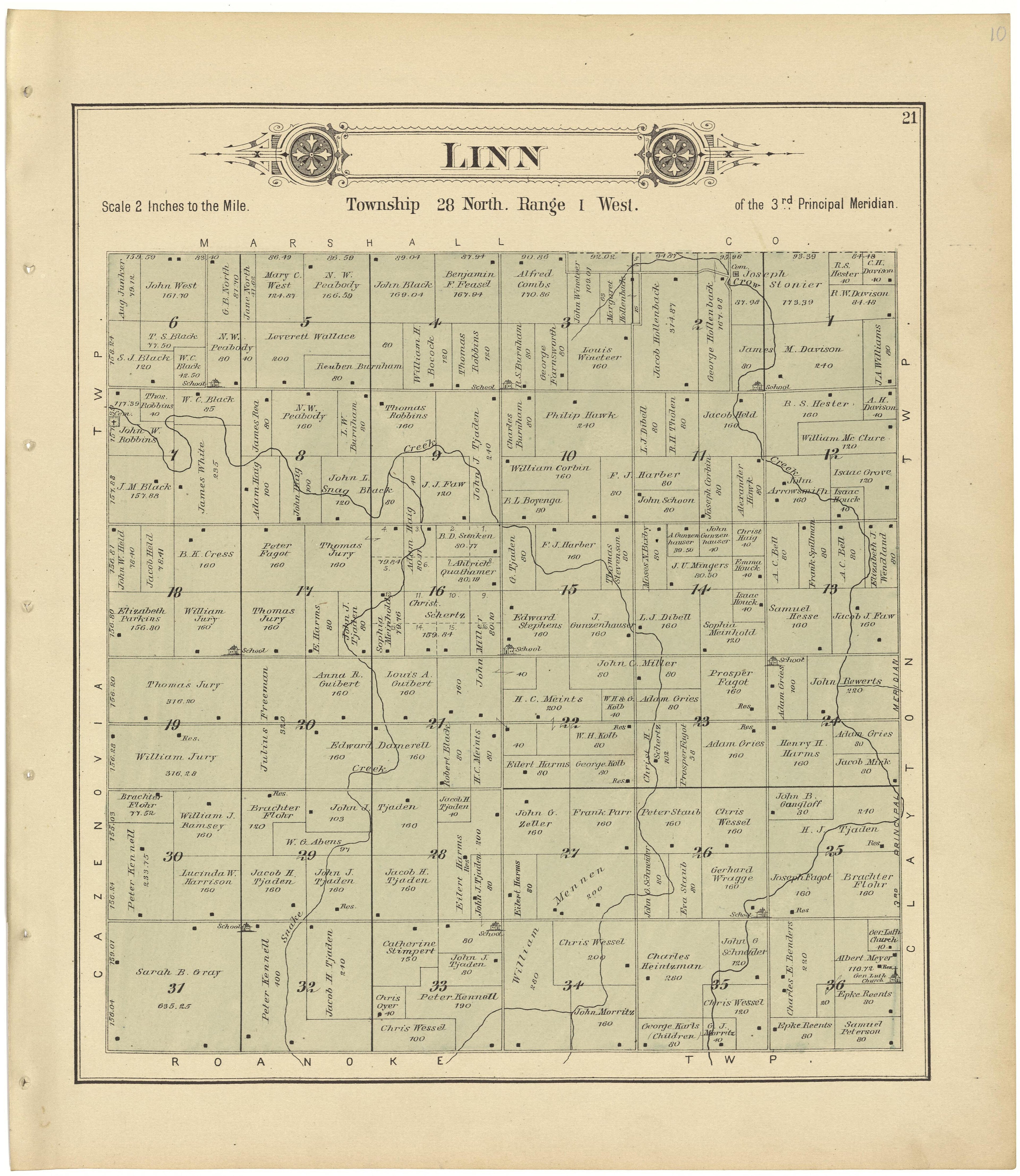 Linn from Plat Book of Woodford County, Illinois 1893 by Relic Map Company