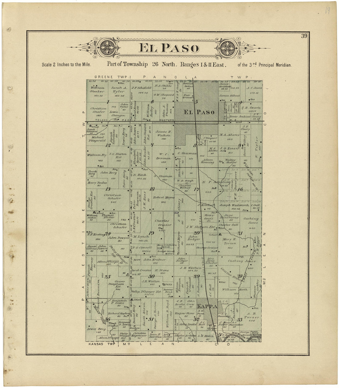 El Paso from Plat Book of Woodford County, Illinois 1893 by Relic Map Company