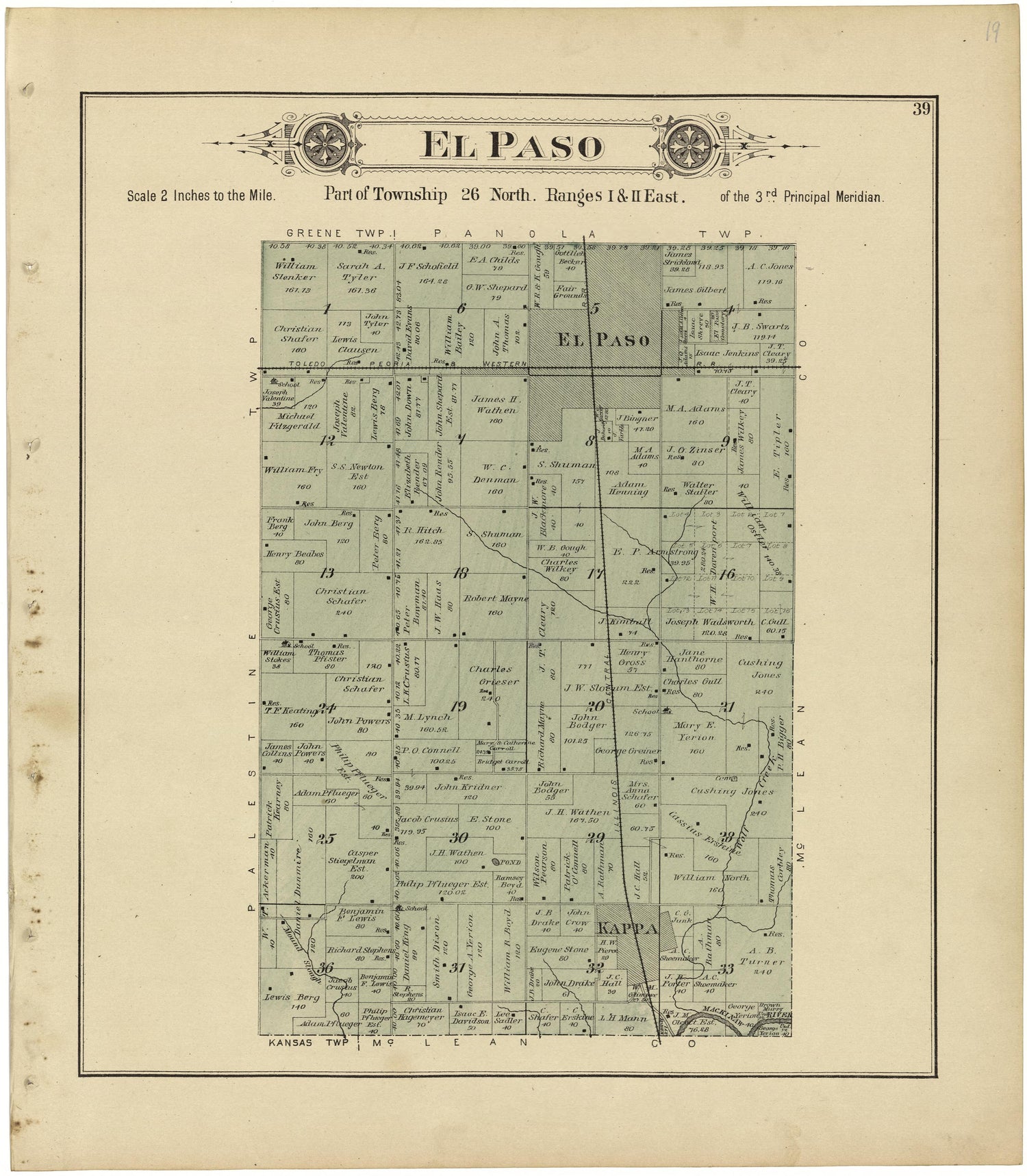 El Paso from Plat Book of Woodford County, Illinois 1893 by Relic Map Company