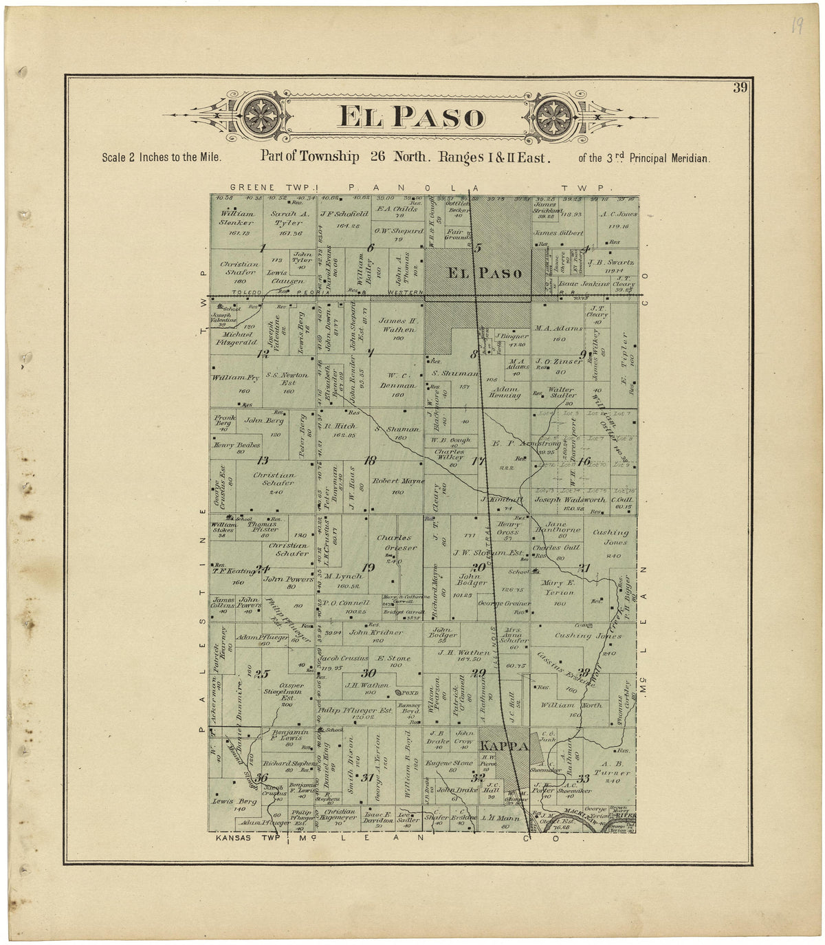 El Paso from Plat Book of Woodford County, Illinois 1893 by Relic Map Company