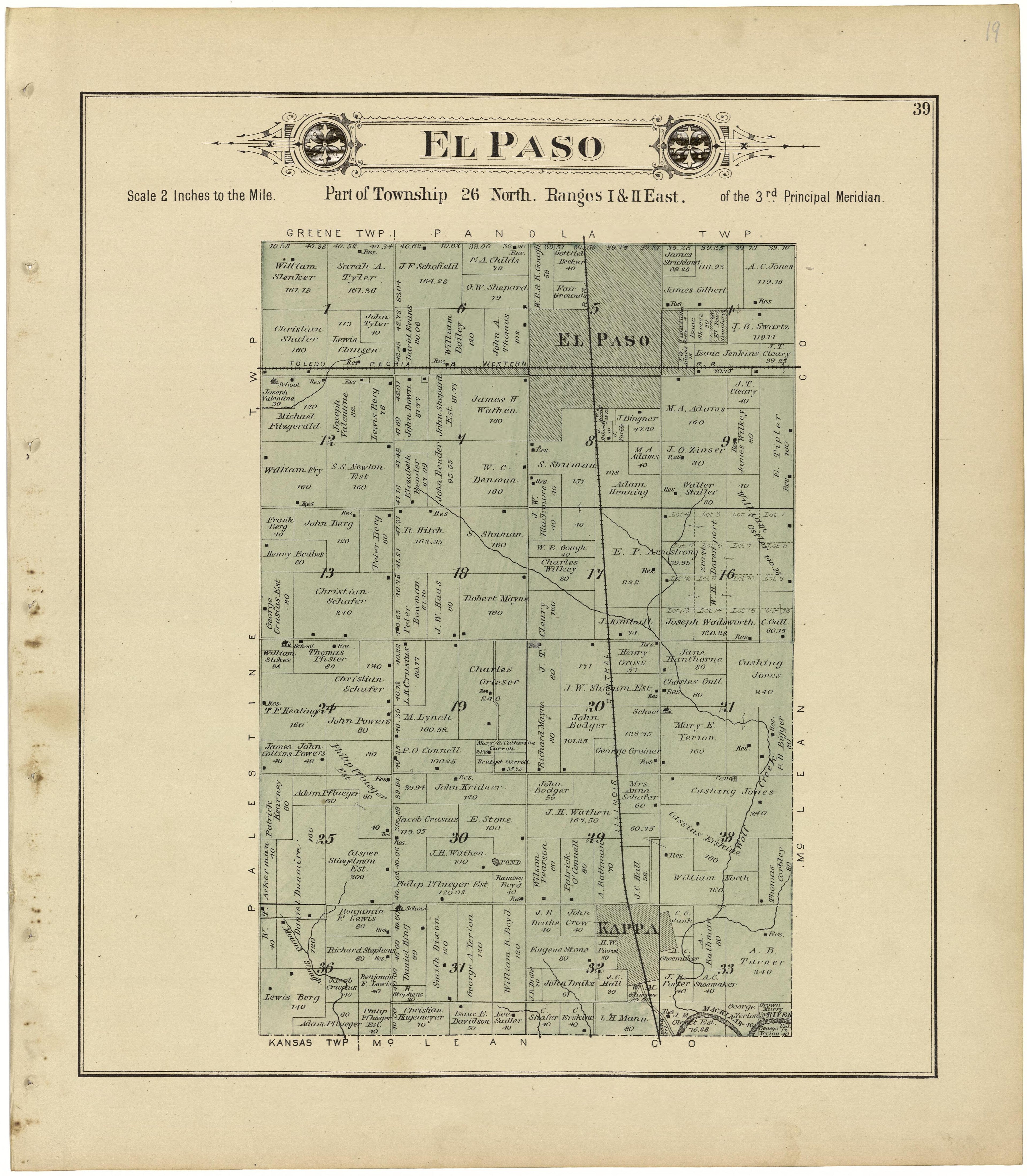 El Paso from Plat Book of Woodford County, Illinois 1893 by Relic Map Company