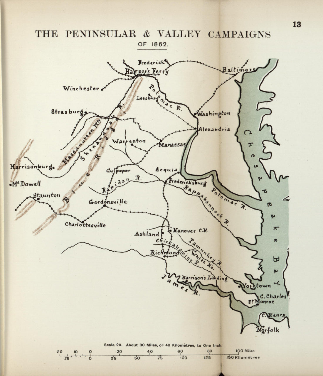 Peninsular and Valley Campaigns of 1862 from the American Civil War--maps 1910 by Relic Map Company