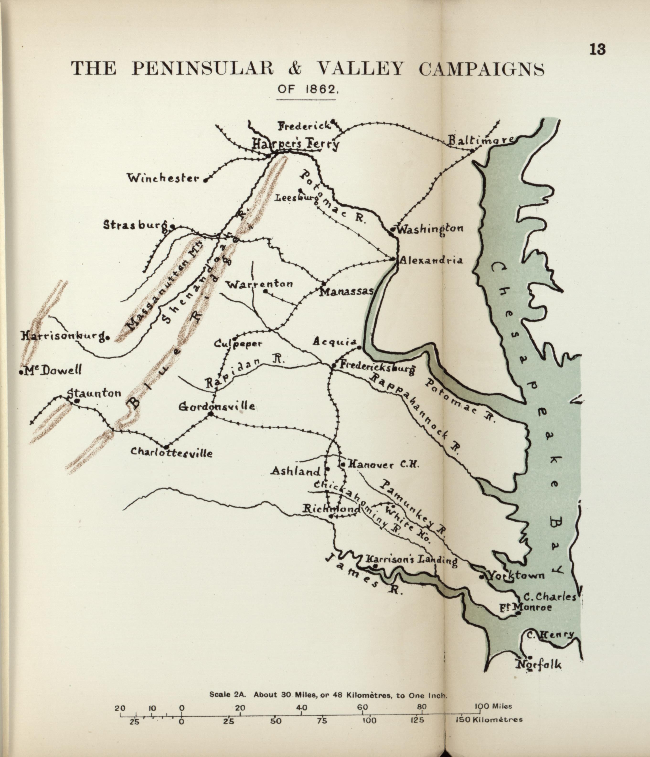 Peninsular and Valley Campaigns of 1862 from the American Civil War--maps 1910 by Relic Map Company