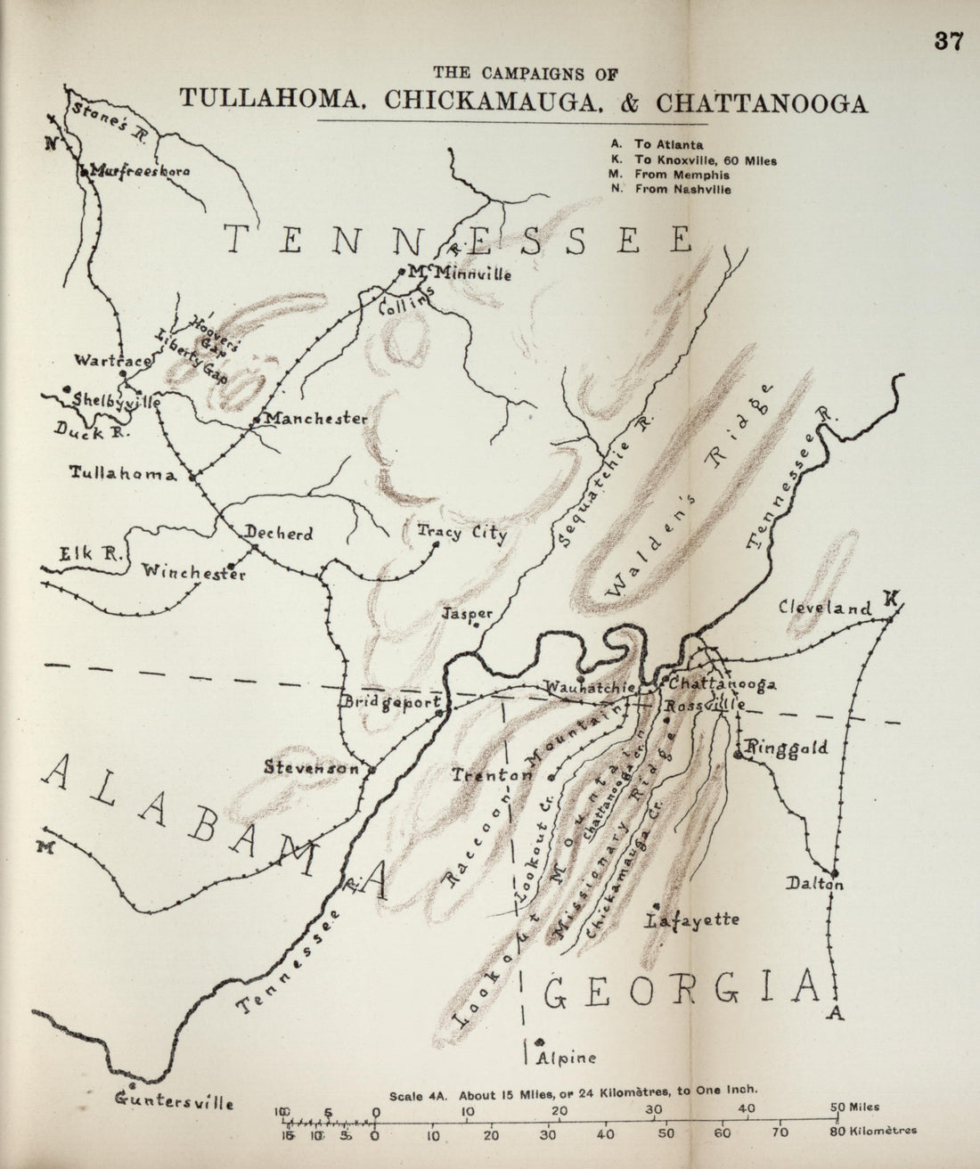 Campaigns of Tullahoma, Chickamauga, and Chattanooga from the American Civil War--maps 1910 by Relic Map Company