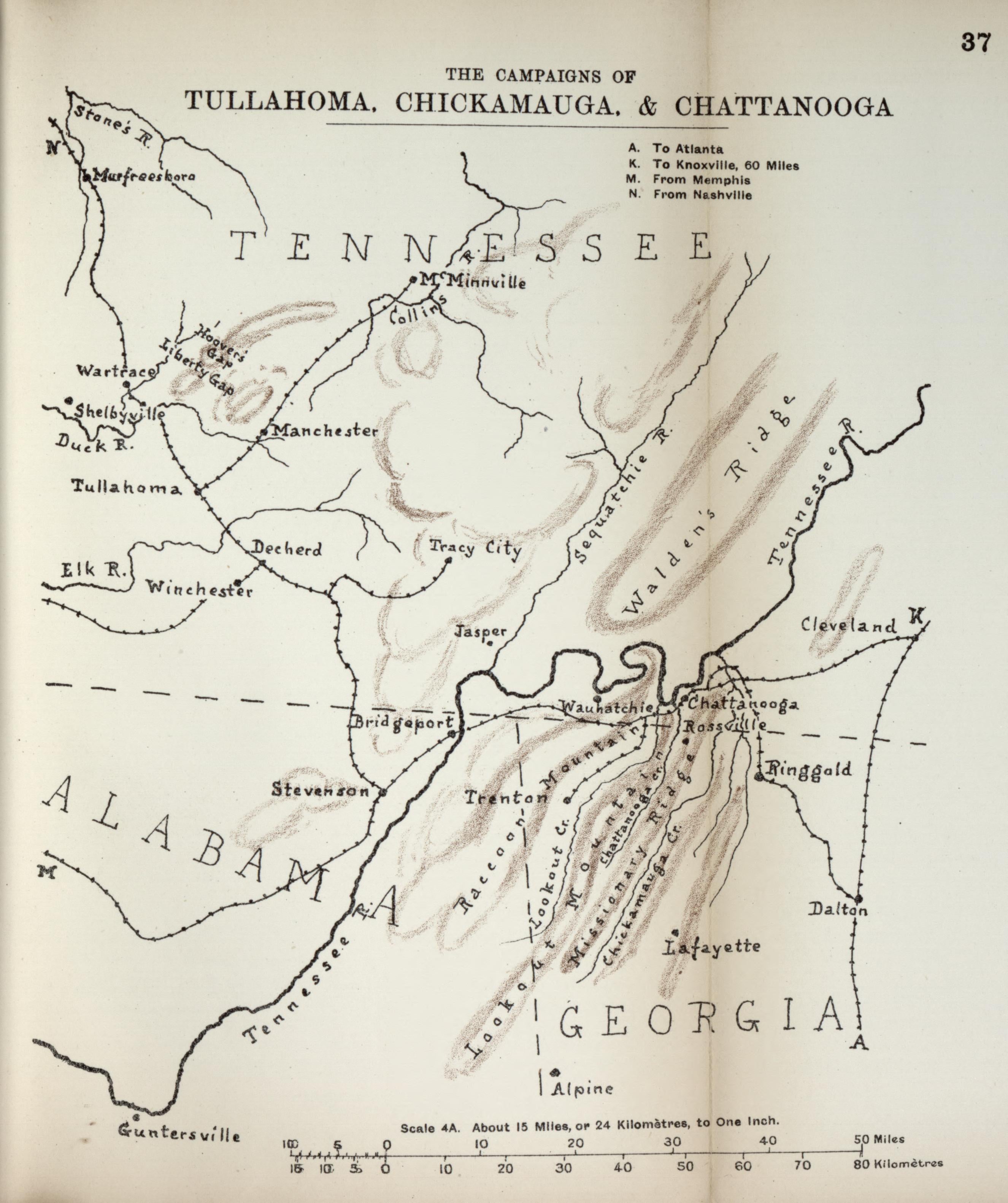 Campaigns of Tullahoma, Chickamauga, and Chattanooga from the American Civil War--maps 1910 by Relic Map Company