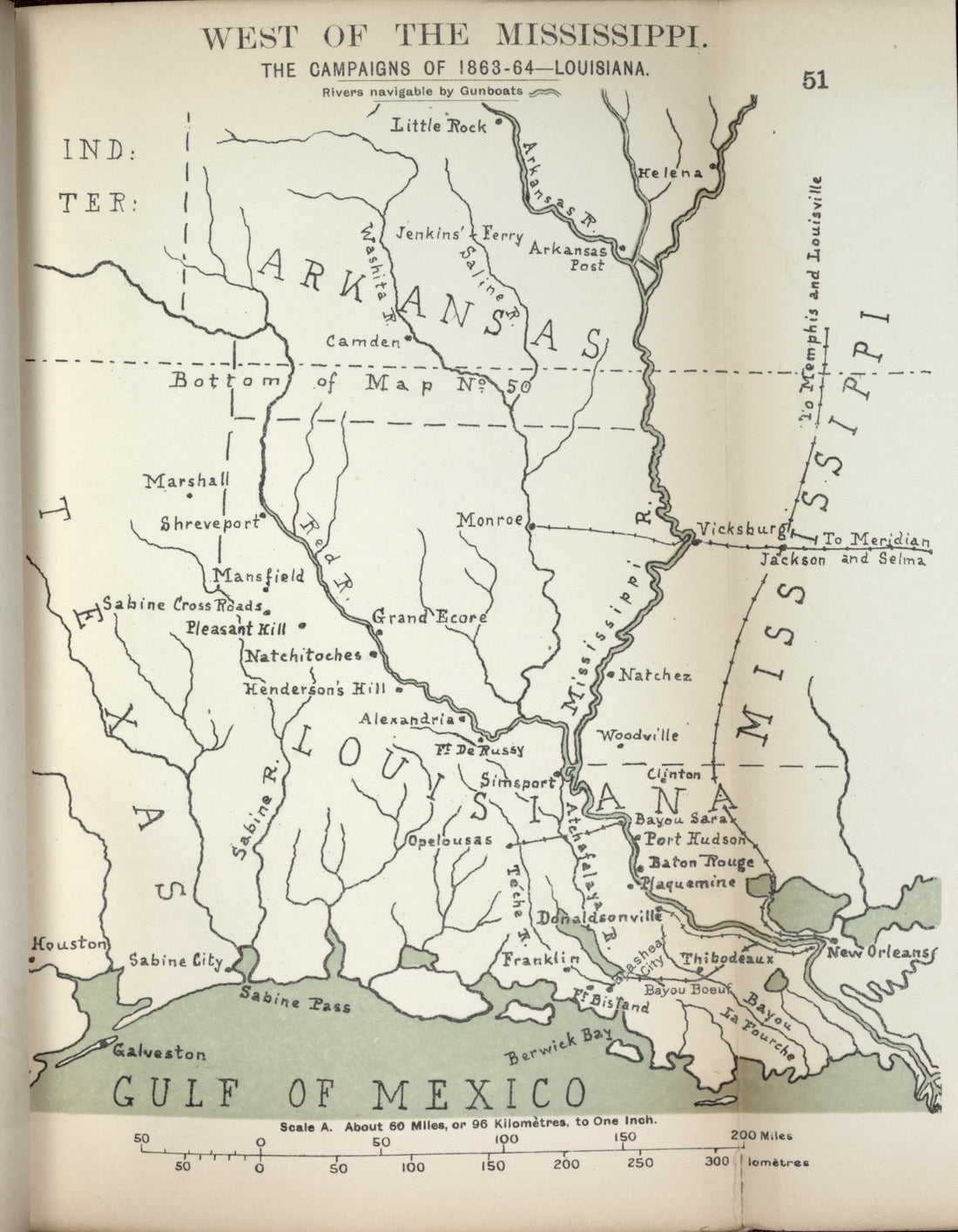 West of the Mississippi, Campaigns of 1863-1864, Louisiana from the American Civil War--maps 1910 by Relic Map Company