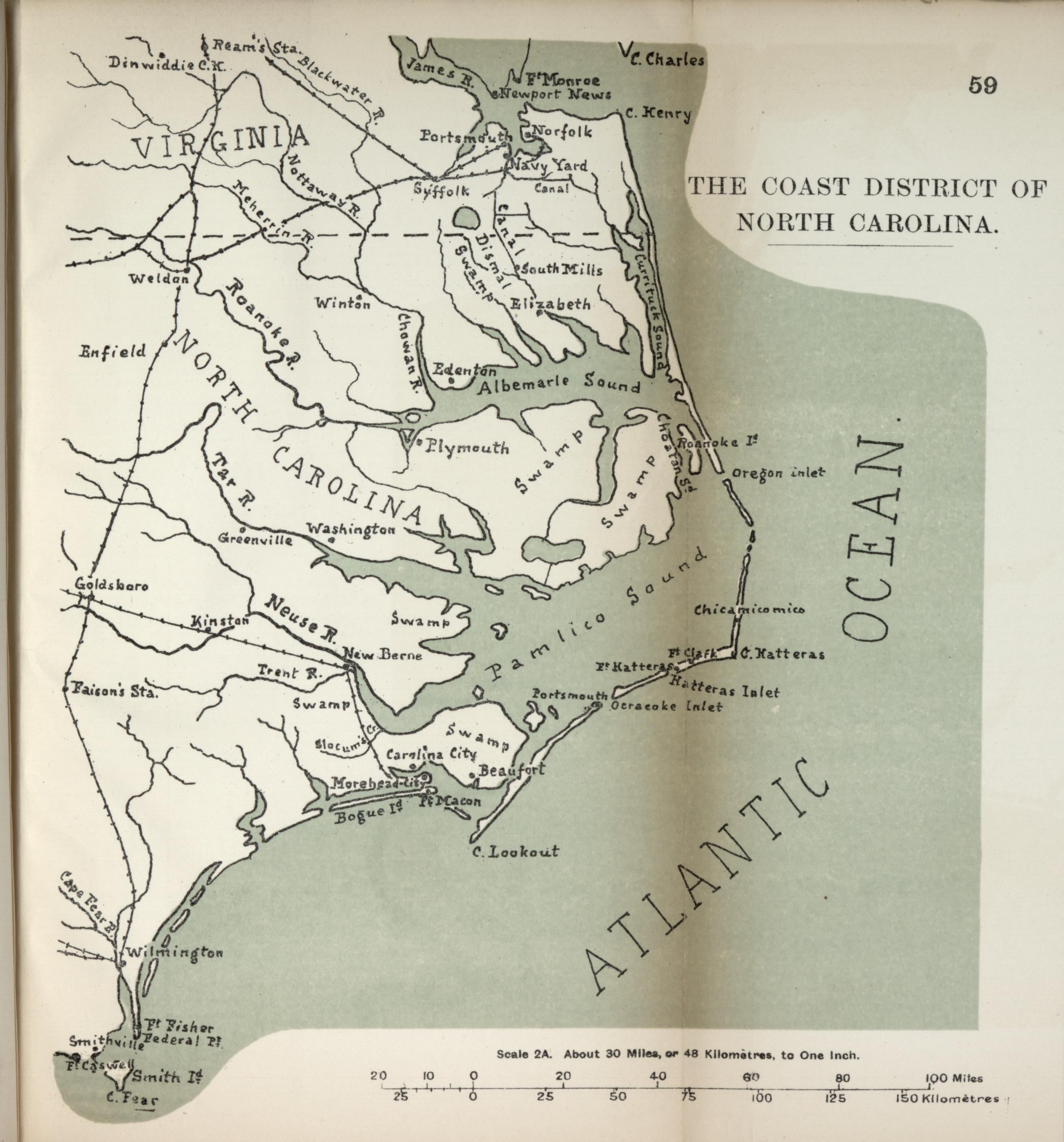 Coast District of North Carolina from the American Civil War--maps 1910 by Relic Map Company
