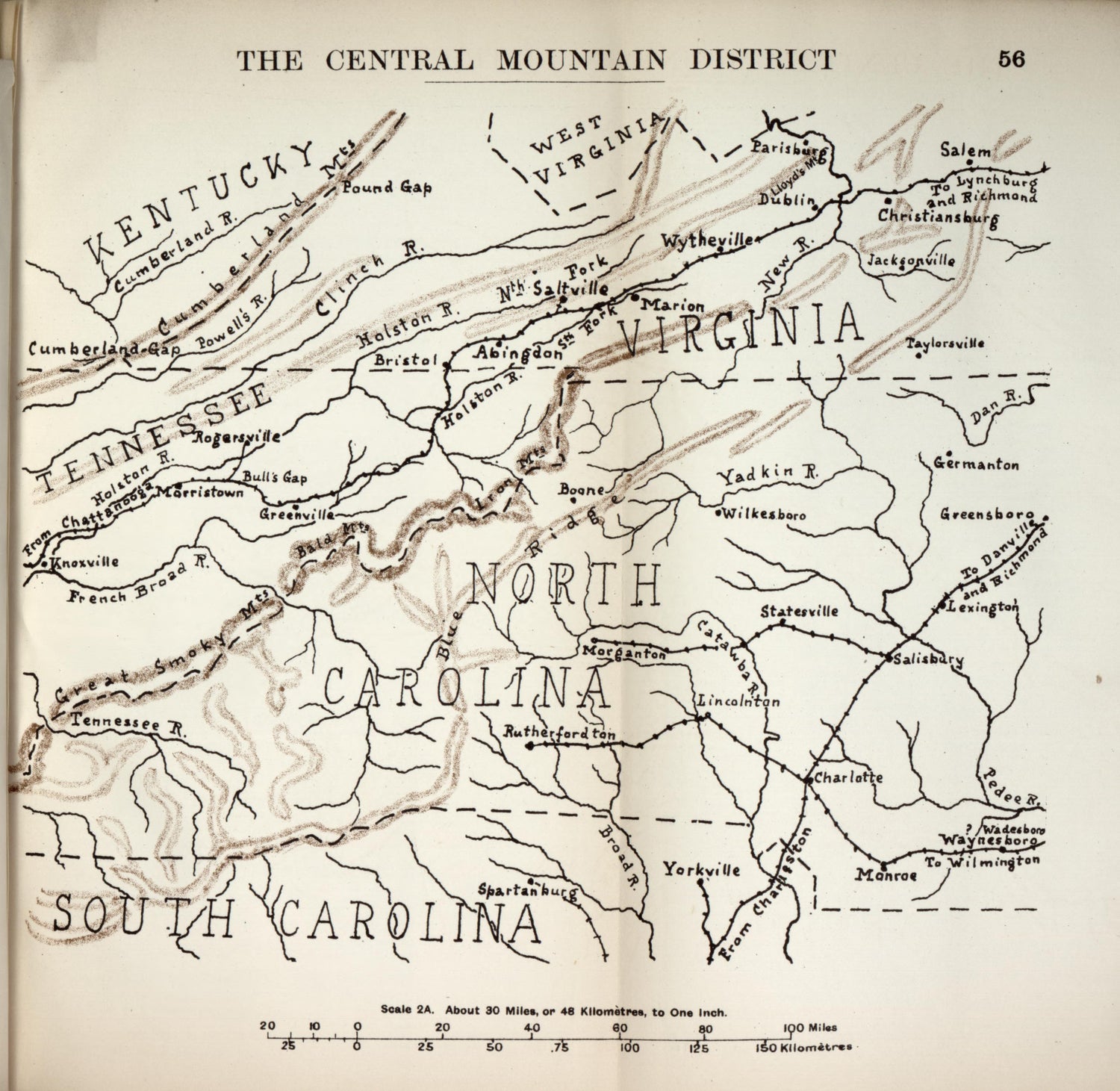 Central Mountain District from the American Civil War--maps 1910 by Relic Map Company