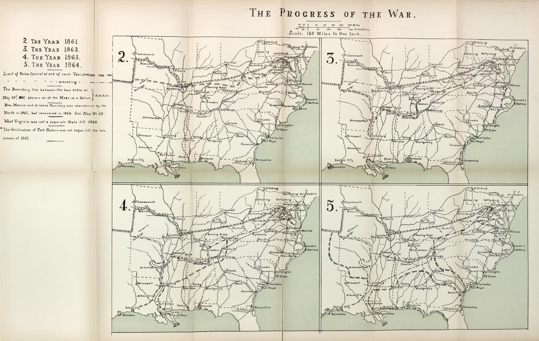 Progress of the War, 1861-1864, from the American Civil War--maps 1910 by Relic Map Company
