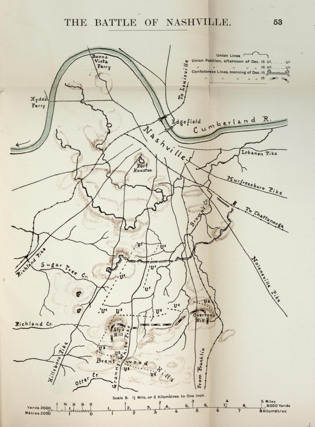 Battle of Nashville from the American Civil War--maps 1910 by Relic Map Company