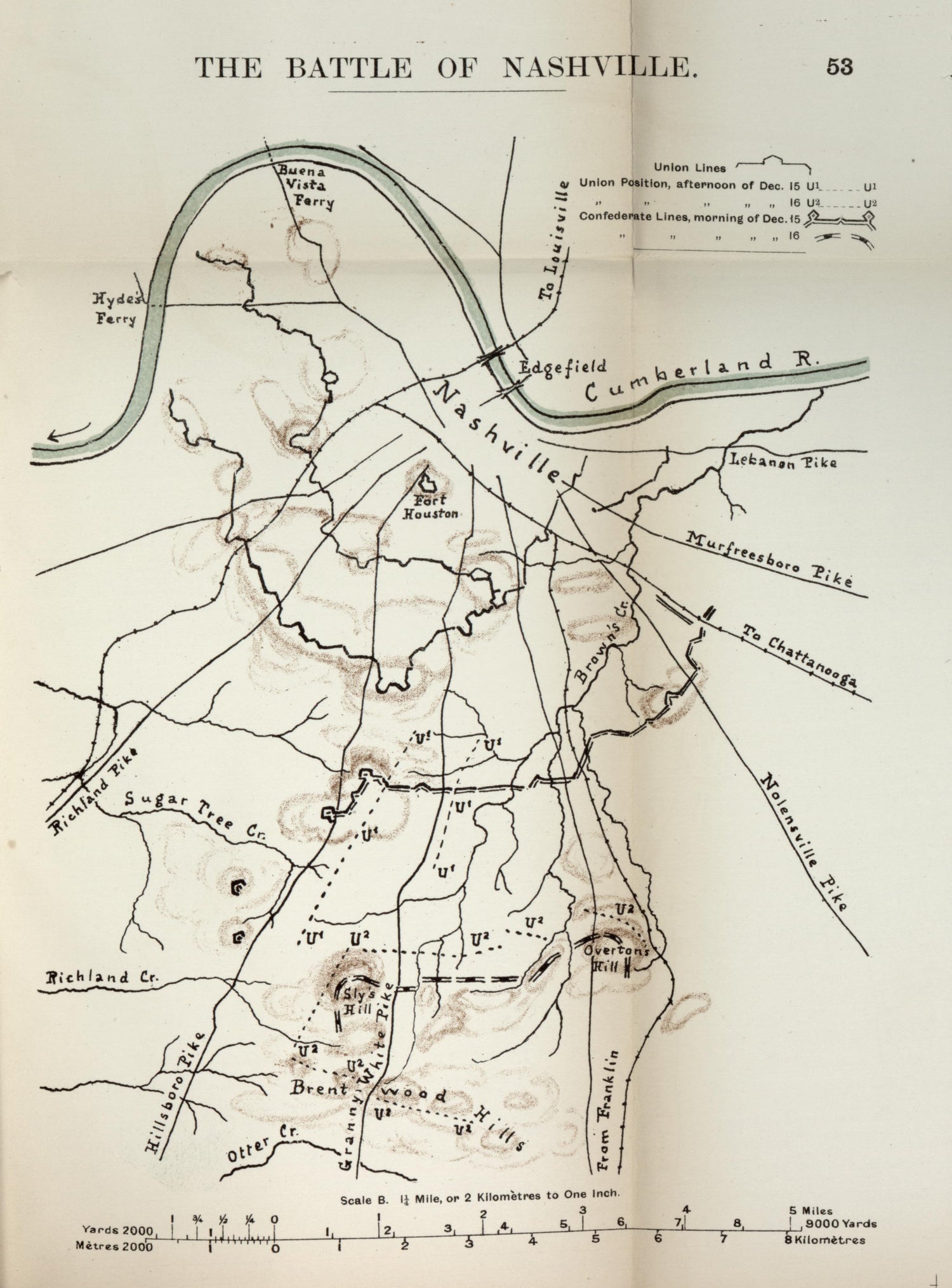 Battle of Nashville from the American Civil War--maps 1910 by Relic Map Company