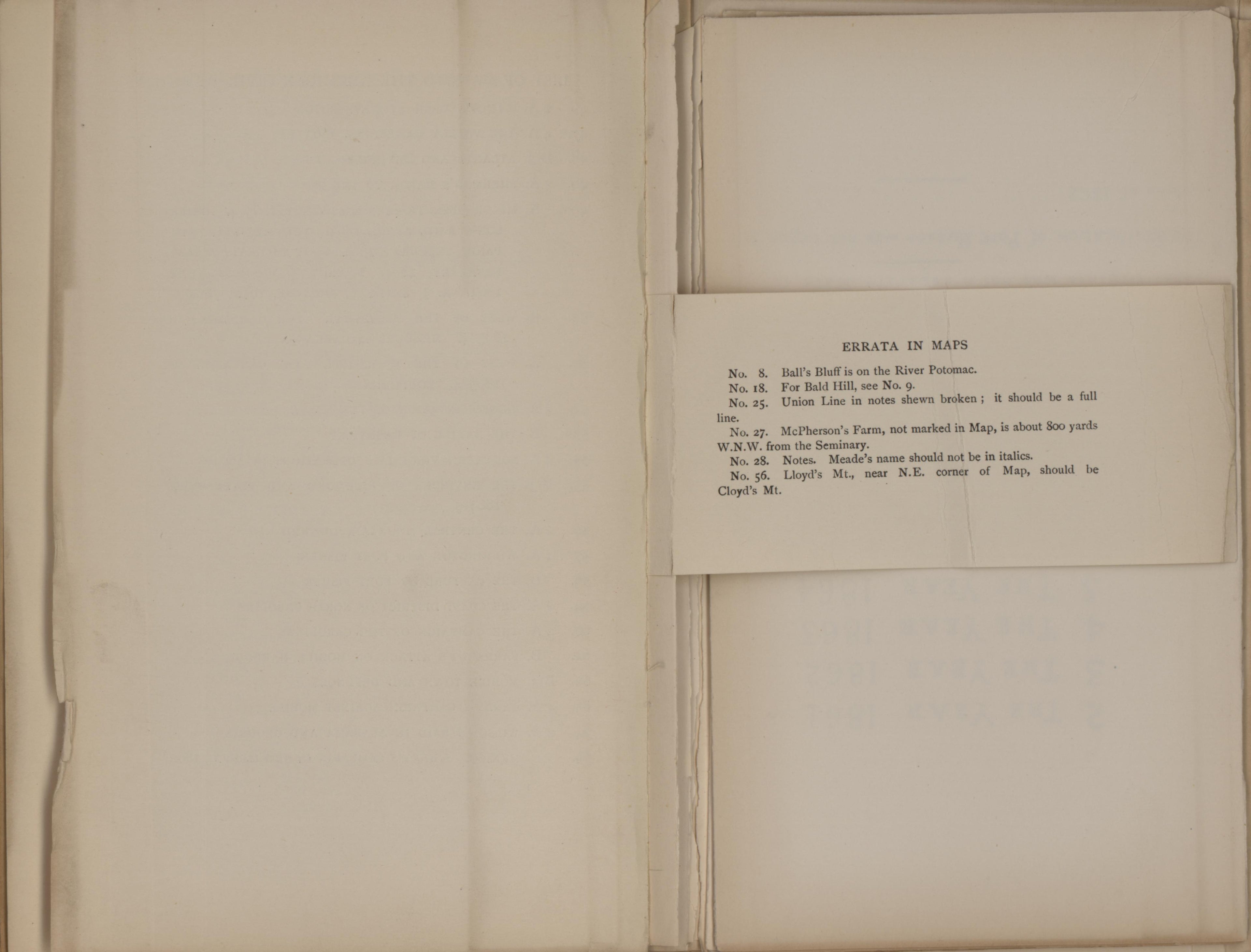 Errata Note from the American Civil War--maps 1910 by Relic Map Company