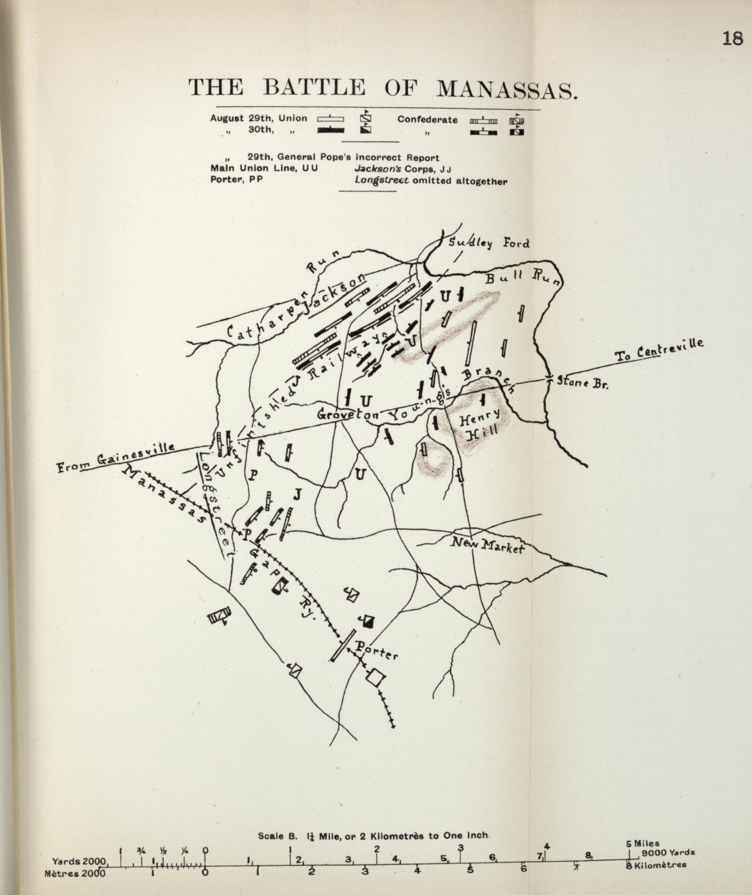 Battle of Manassas from the American Civil War--maps 1910 by Relic Map Company