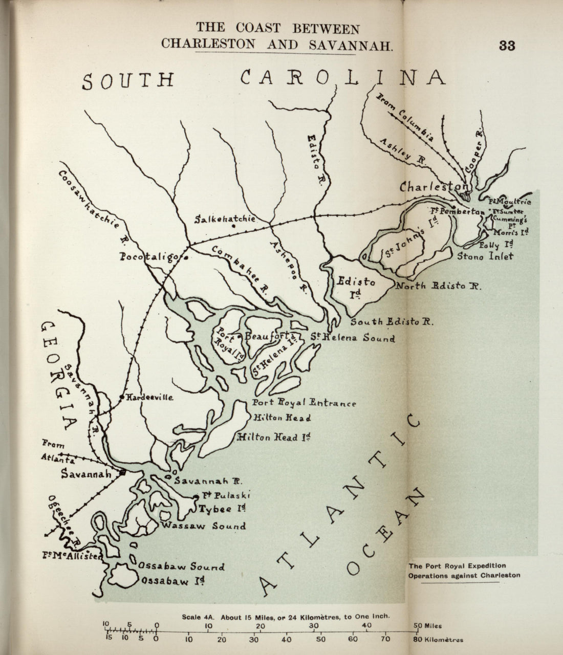 Coast Between Charleston and Savannah from the American Civil War--maps 1910 by Relic Map Company