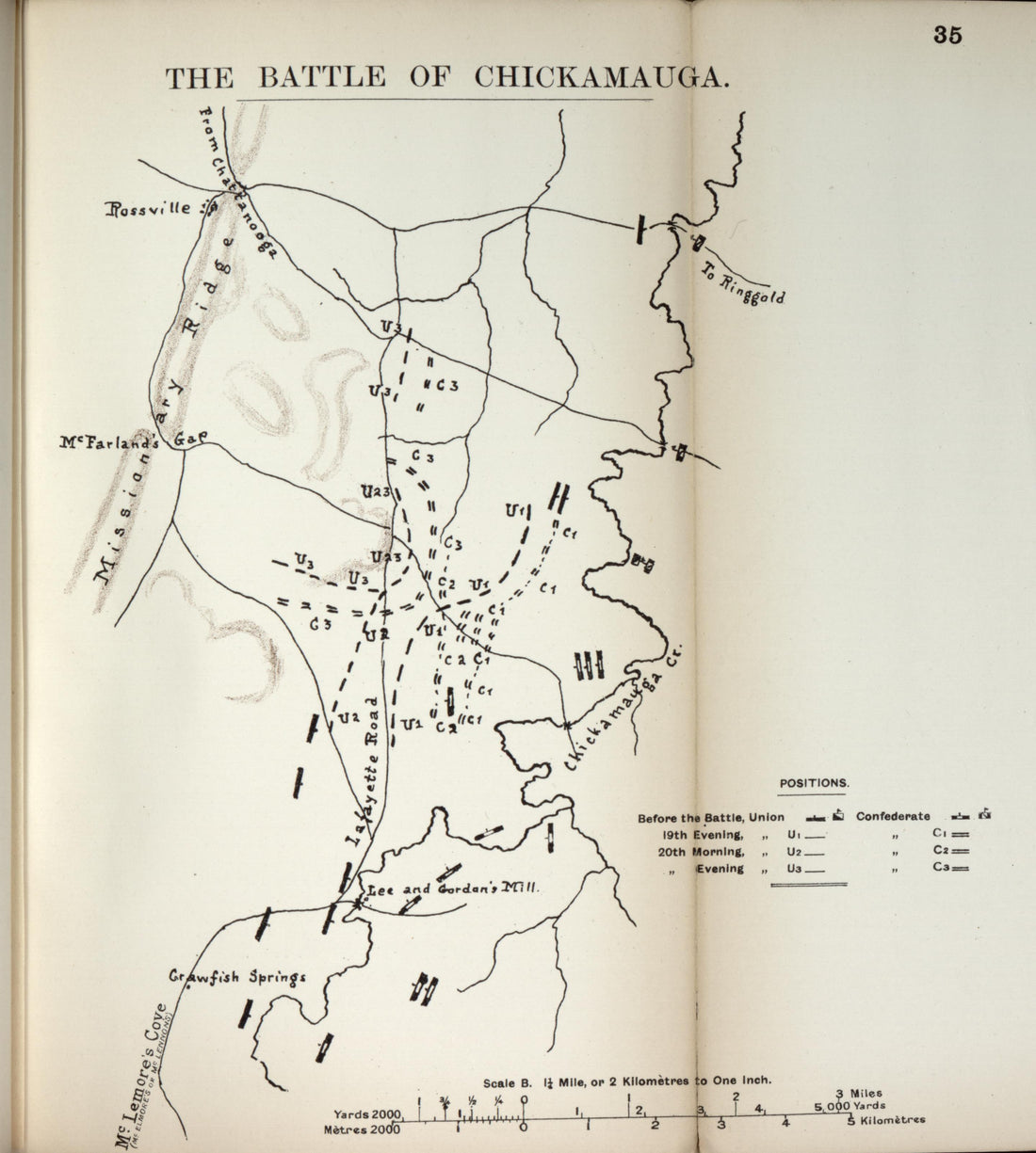 Battle of Chickamauga from the American Civil War--maps 1910 by Relic Map Company