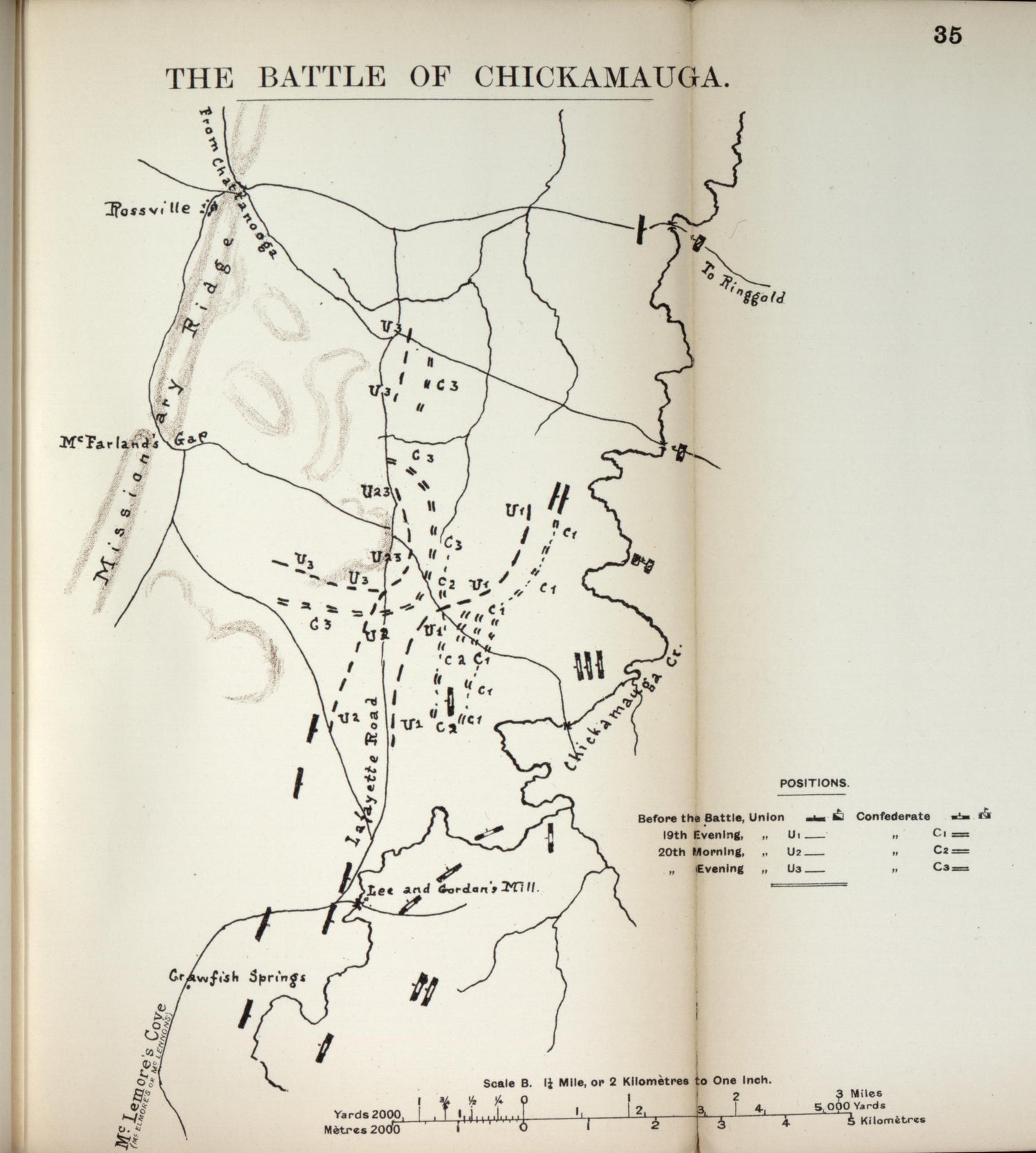 Battle of Chickamauga from the American Civil War--maps 1910 by Relic Map Company
